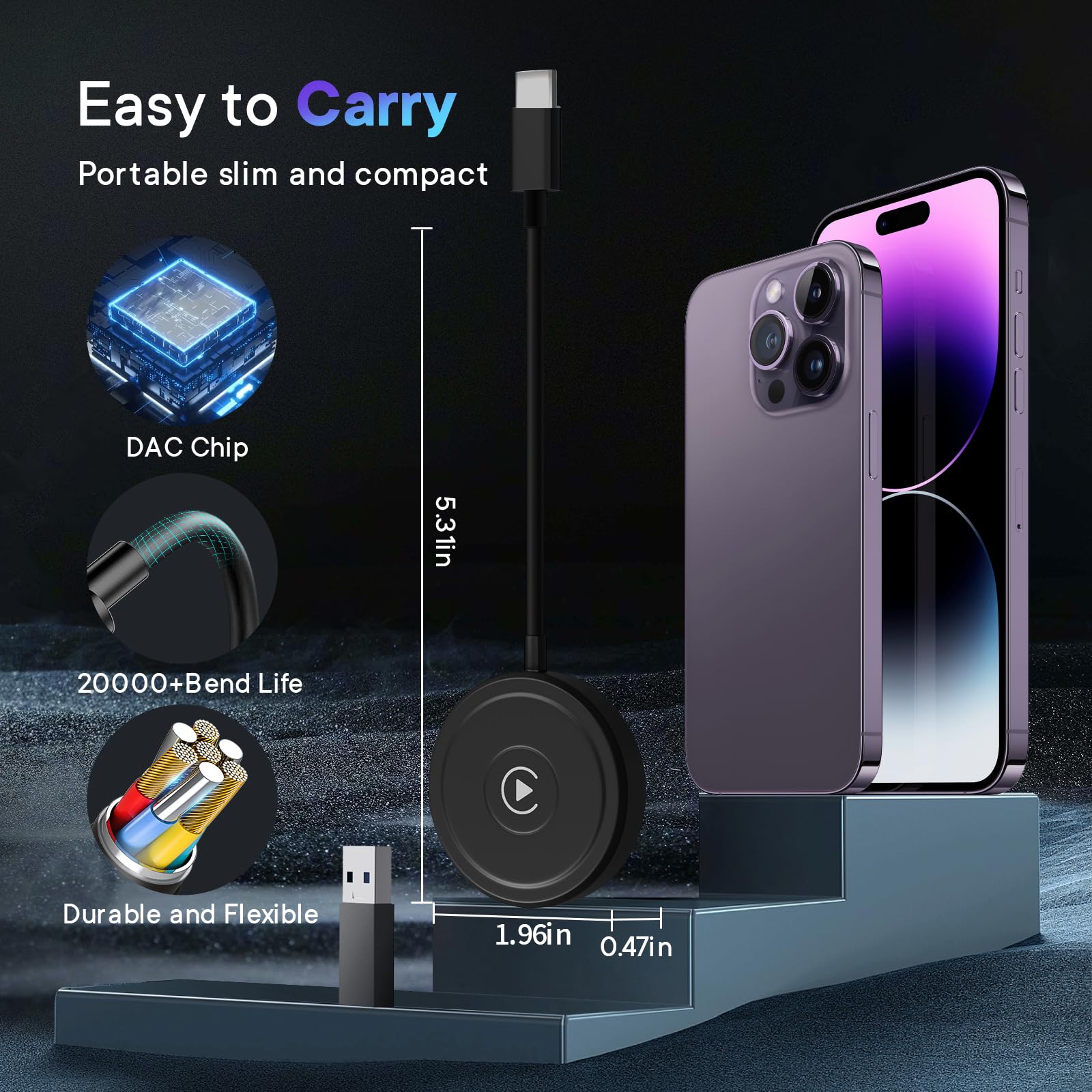 2023 Upgraded Wireless CarPlay Adapter - Plug & Play Dongle Converts Wired to Wireless for iPhone iOS 10+ | Fast Connection & Easy Setup | Compatible with 2016+ Cars | Perfect for Commuting, Road Trips & Hands-Free Driving