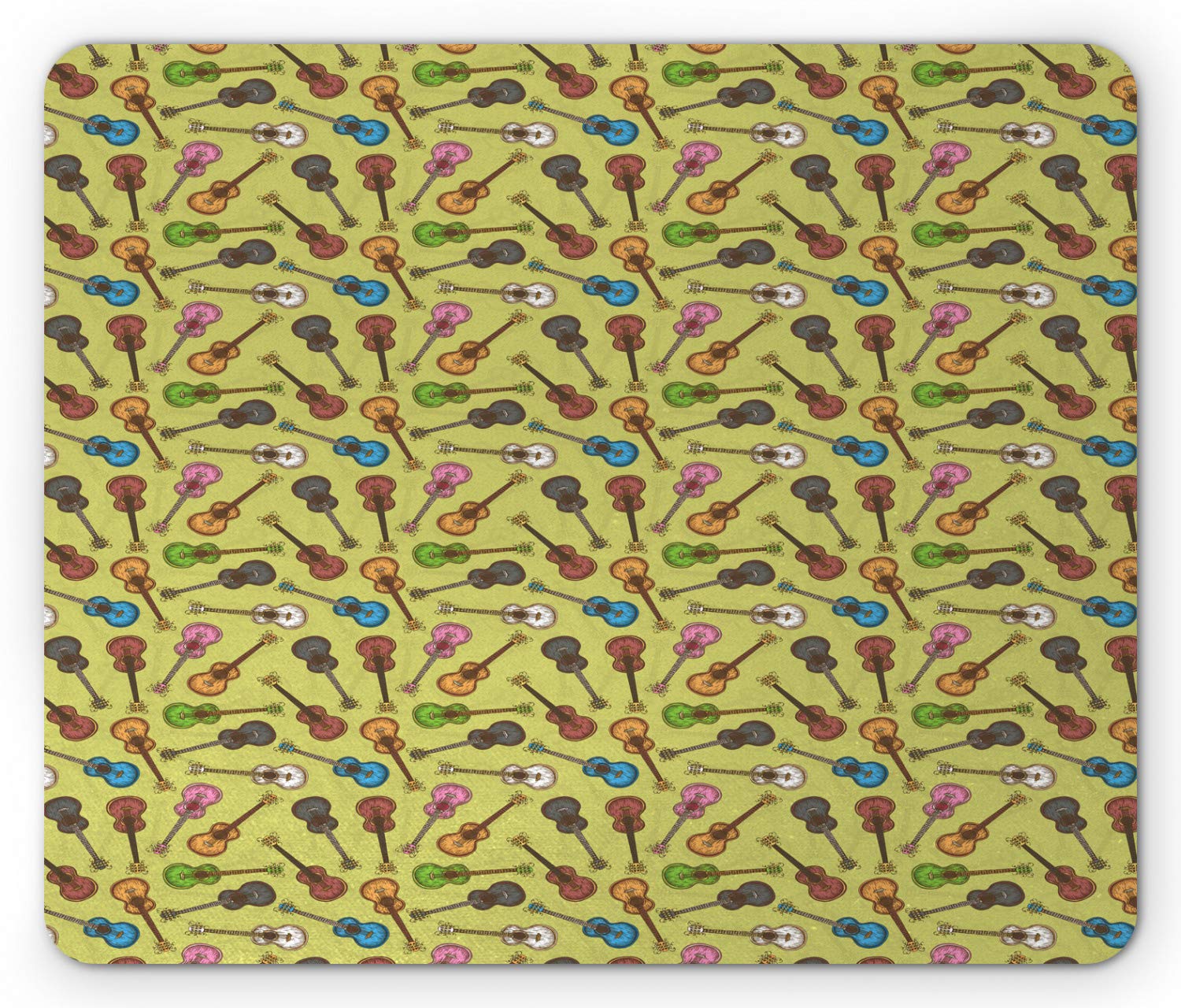 Ambesonne Colorful Acoustic Guitar Mouse Pad - Non-Slip Rubber Base, Standard Size Rectangle Mousepad with Artistic Sketch Design - Perfect for Music Lovers, Gamers & Office Use