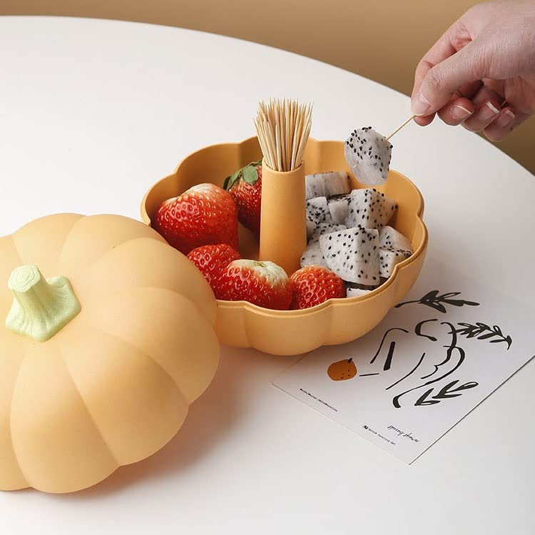 Creative Pumpkin-Shaped Fruit Bowl - Double-Layer Snack Storage Tray for Dried Fruits, Nuts & Candy | Orange Kitchen & Living Room Accessories | Perfect for Parties, Home Decor & Holiday Serving