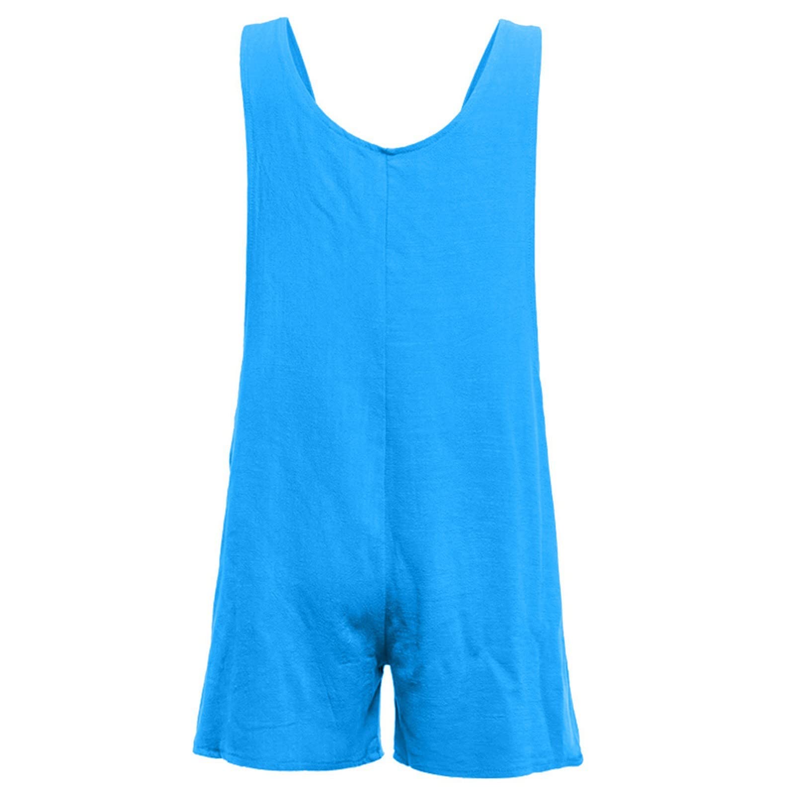 YUTANRAL Women's Summer Rompers - Casual One Piece Jumpsuit with Shorts | Blue Denim Overalls for Women | Lightweight & Comfortable Summer Outfit (Medium, AJ-Blue) | Perfect for Beach, Picnic, and Independence Day Celebrations