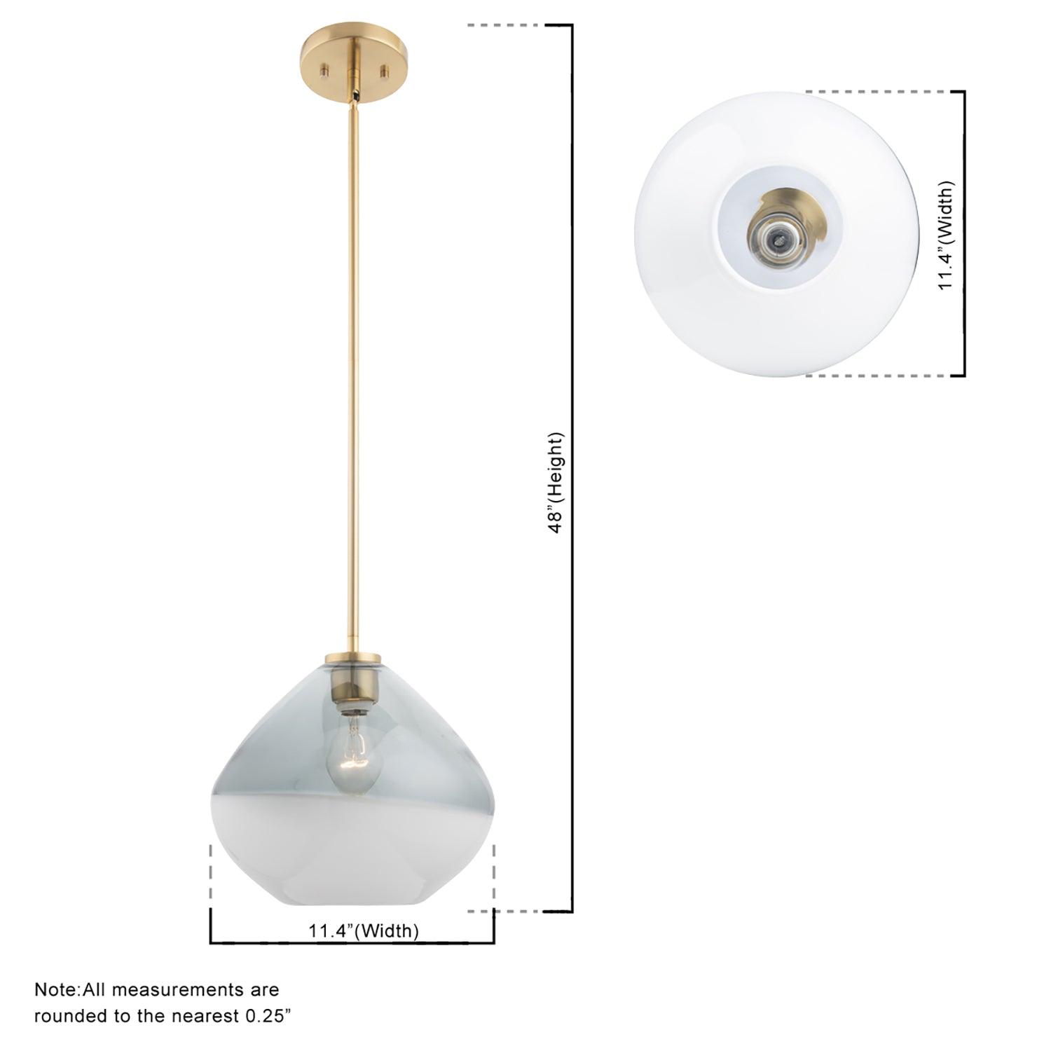 Phoebe 1-Light Modern Handblown Glass Pendant Light Fixture - Perfect for Kitchen Island, Dining Room, or Bedroom Lighting