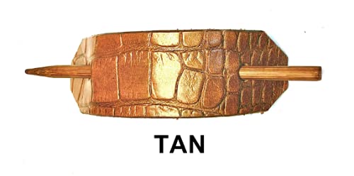Gator Pattern Leather Hair Barrette - Ponytail Holder & Hair Clip for Women | Elegant Hair Accessories for Everyday Wear, Weddings & Special Occasions