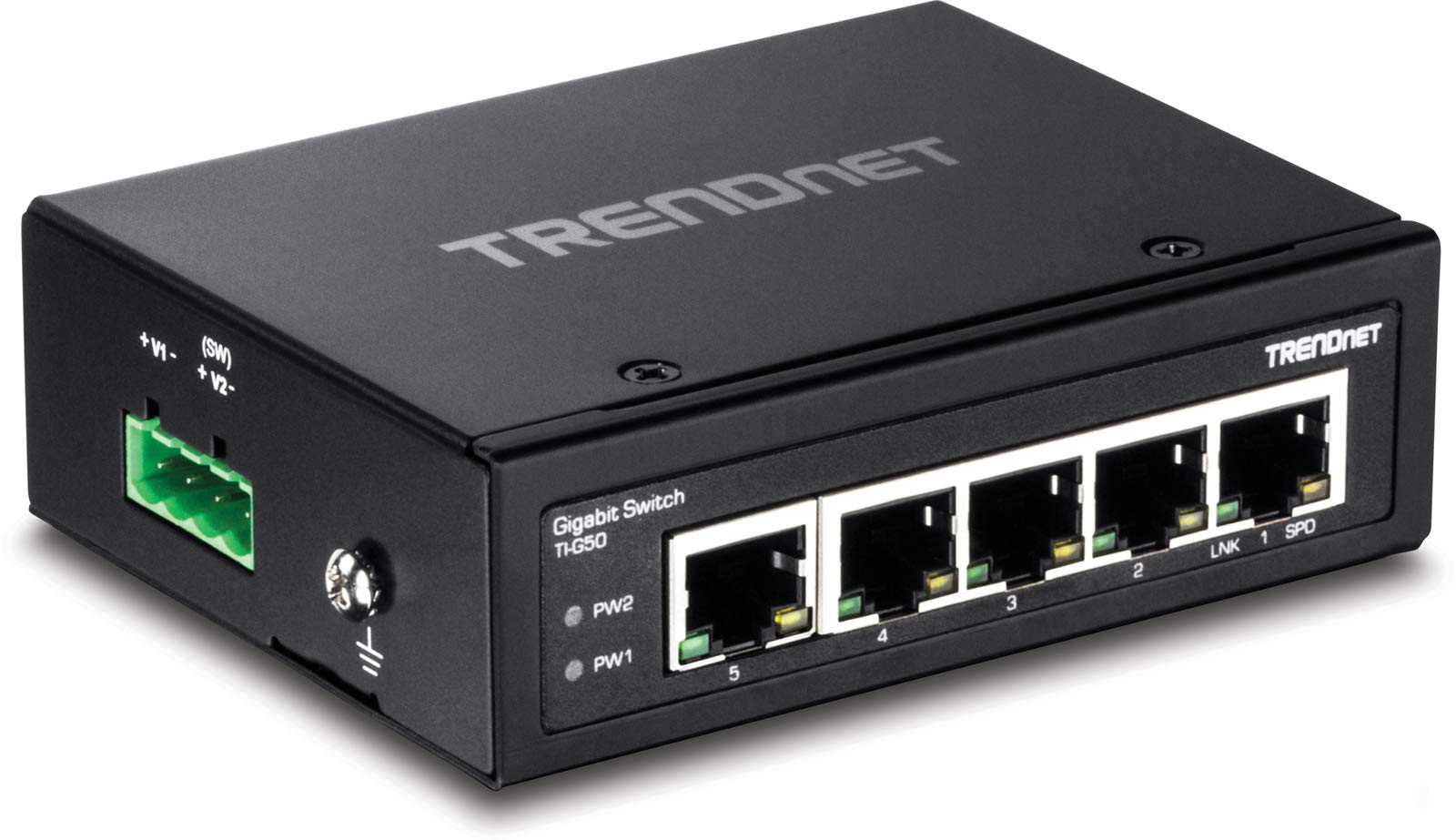 TRENDnet 5-Port Industrial Gigabit DIN-Rail Switch with 10Gbps Capacity & IP30 Rating (-40°F to 167°F) + 60W DIN-Rail Power Supply - Ideal for Factory Automation, Smart Grids & Harsh Industrial Environments