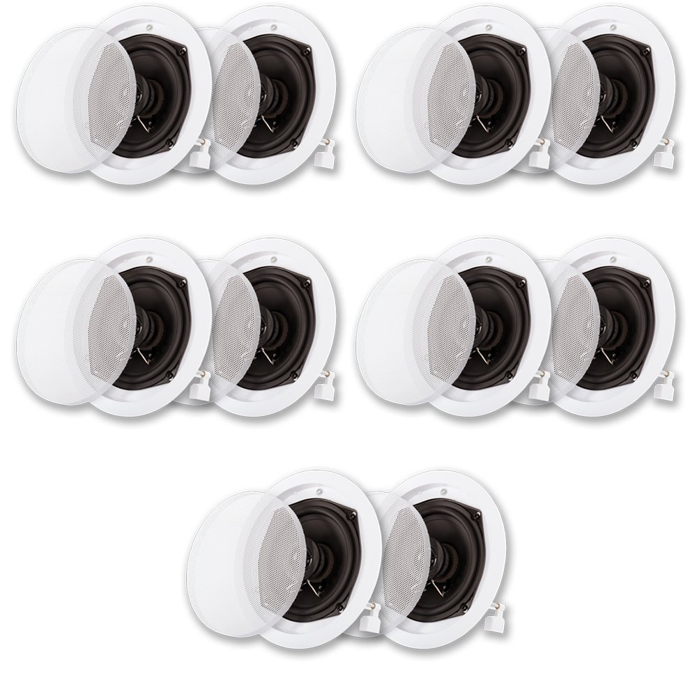 Acoustic Audio R191 In-Ceiling/In-Wall Speakers - 5 Pair Pack, 2-Way Home Theater Flush Mount - Perfect for Home Theater, Surround Sound & Multi-Room Audio Systems