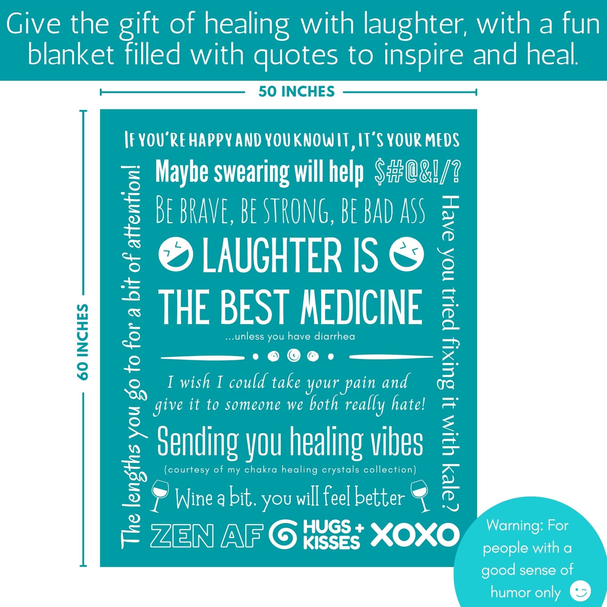 Funny Healing Blanket for Someone Sick - Get Well Gift for Surgery Recovery, Cancer Patients & Friends - Unique Sarcastic Stress Relief Throw (Teal) | Perfect for Hospital Stays, Chemo Comfort & Cozy Home Recovery