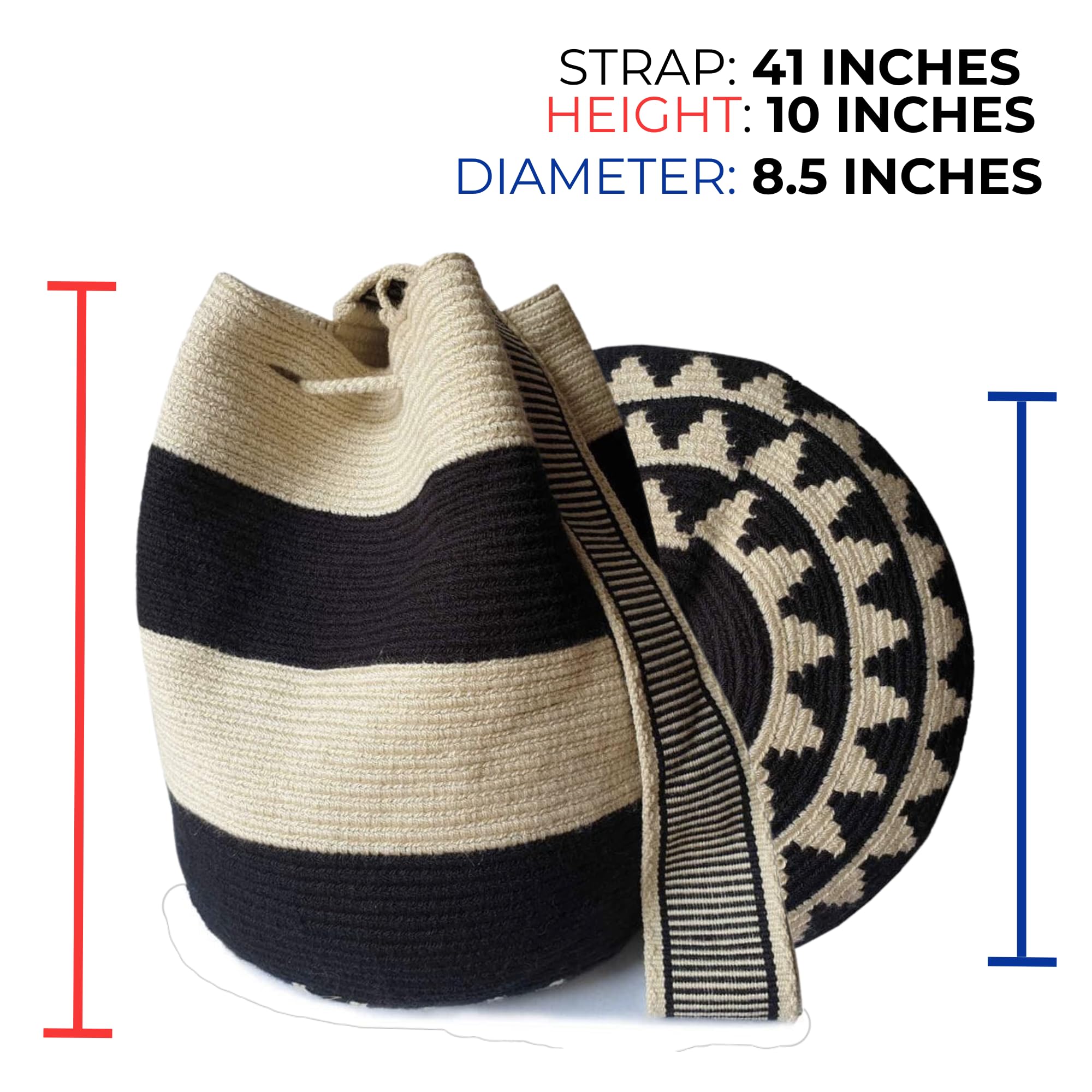 Authentic Handmade Colombian WAYUU Crossbody Bag - Best-Selling Traditional Crochet Bucket Purse, Ethical Artisan Mochila (Kitty Design) - Perfect for Beach Outings, Festival Fashion & Boho Chic Style