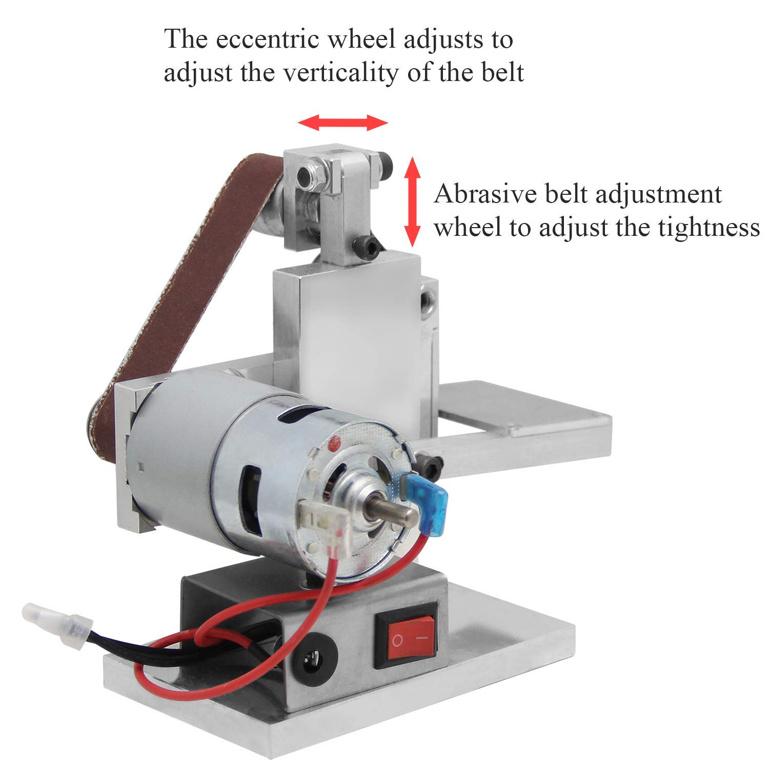 Huanyu Micro Belt Sander - 12-24V Electric Belt Grinder with 7 Speed Control, Adjustable Belt Tracking & 10 Sanding Belts (330x20mm) - Perfect for Home DIY, Woodworking, Metal Polishing & Small Craft Projects