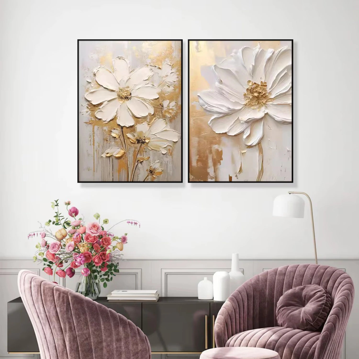 2-Piece Flower and Tree Painting Set #FT169 - Perfect for Home Decor, Wall Art, and Gift Ideas