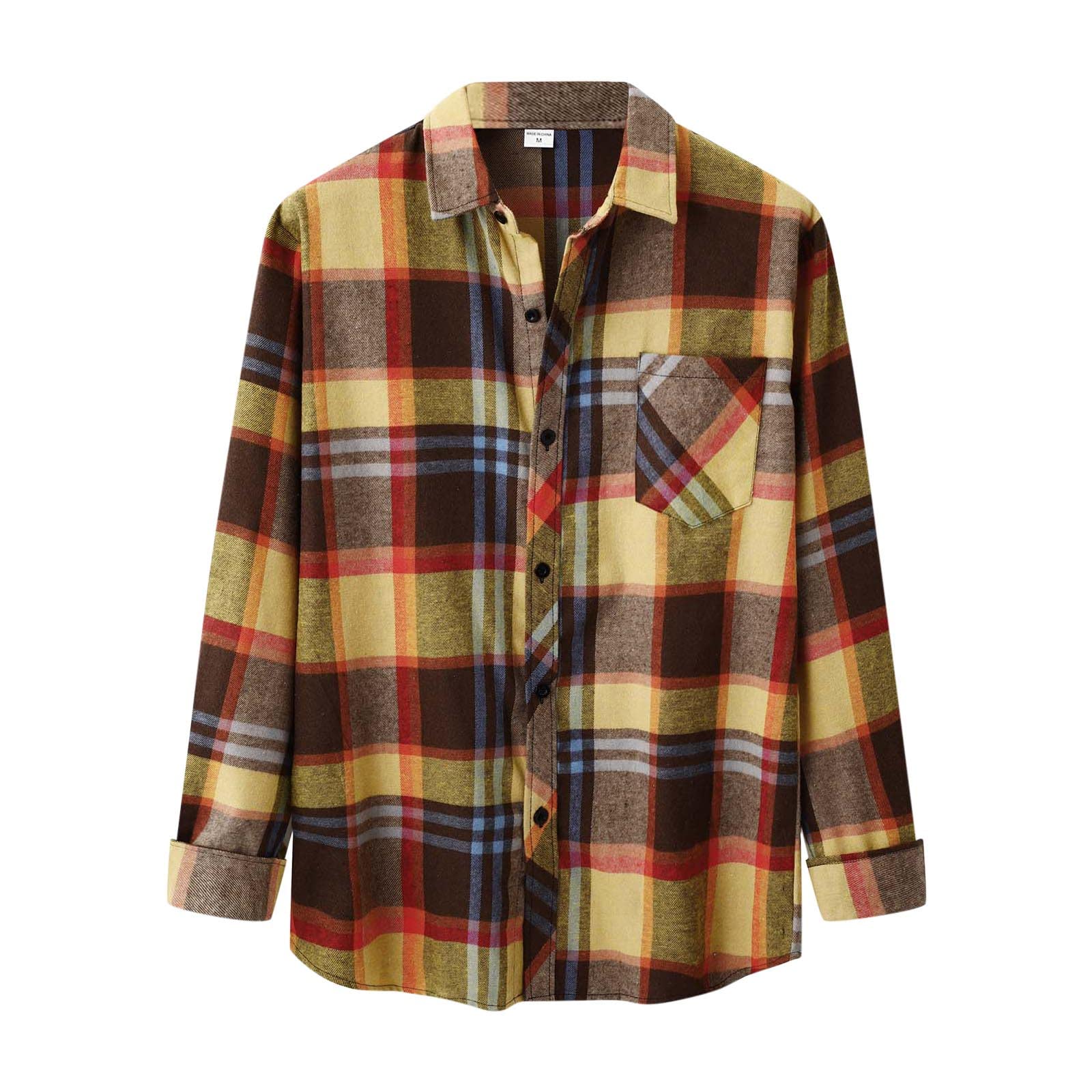 XXBR Men's Plaid Button Down Shirt - Long Sleeve Checked Casual Shirt with Turndown Collar, Regular Fit for Fall Fashion & Work Tops | Office Wear, Date Night & Weekend Outfits