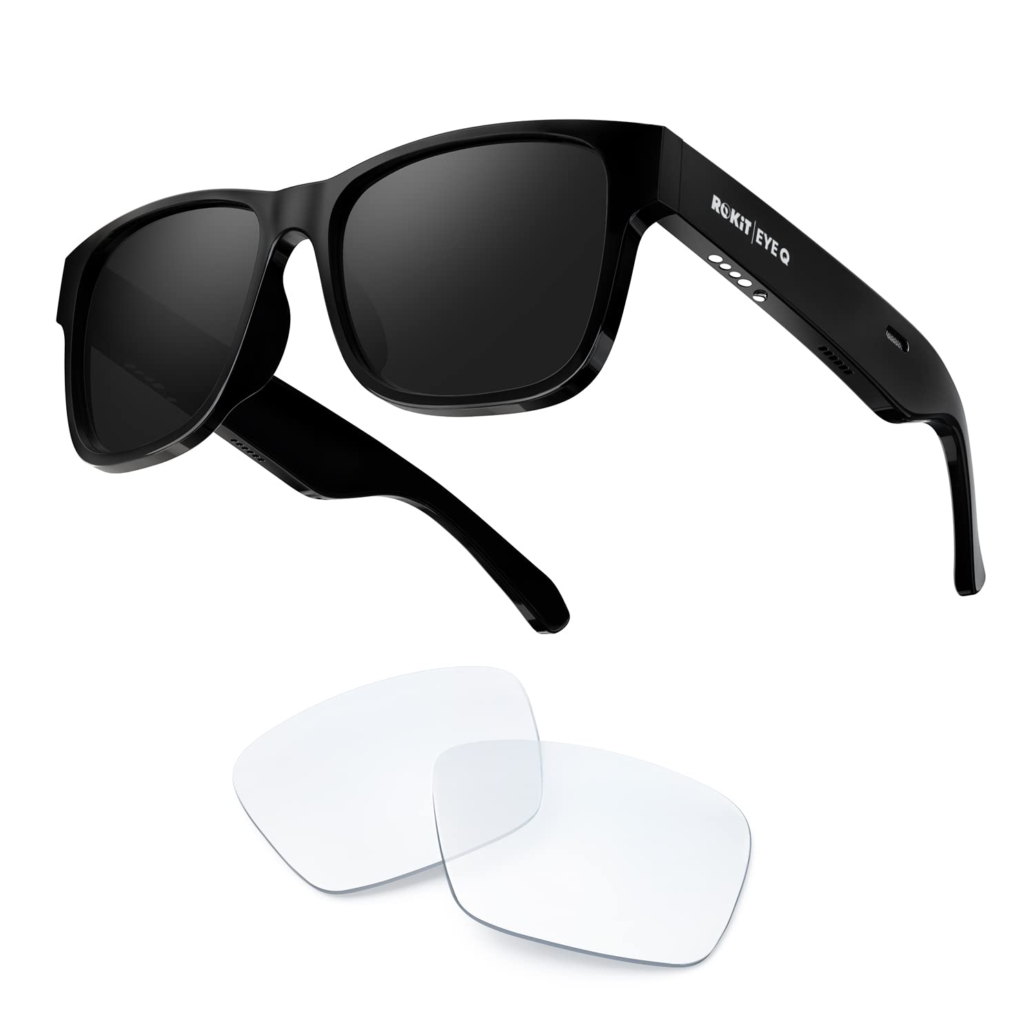 ROKiT Smart Glasses with Blue Light & Polarized Lenses - Open Ear Bluetooth Sunglasses with Voice Assistant | Hands-Free Audio for Running, Driving & Outdoor Activities