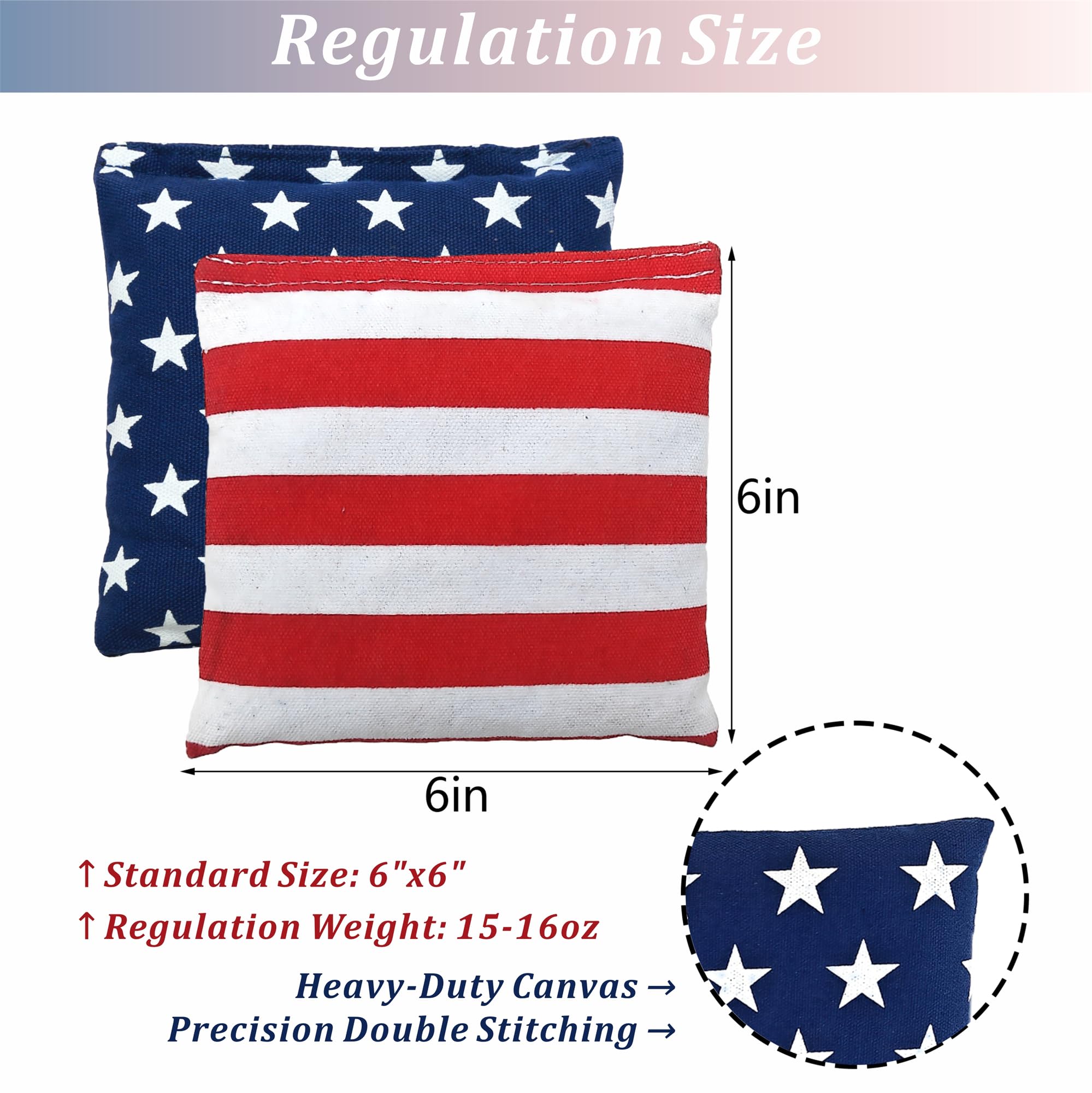 Professional Regulation Cornhole Bags Set of 8 - Weather Resistant Bean Bags for Corn Hole Game - Perfect for Backyard Parties, Tailgating & Outdoor Family Fun