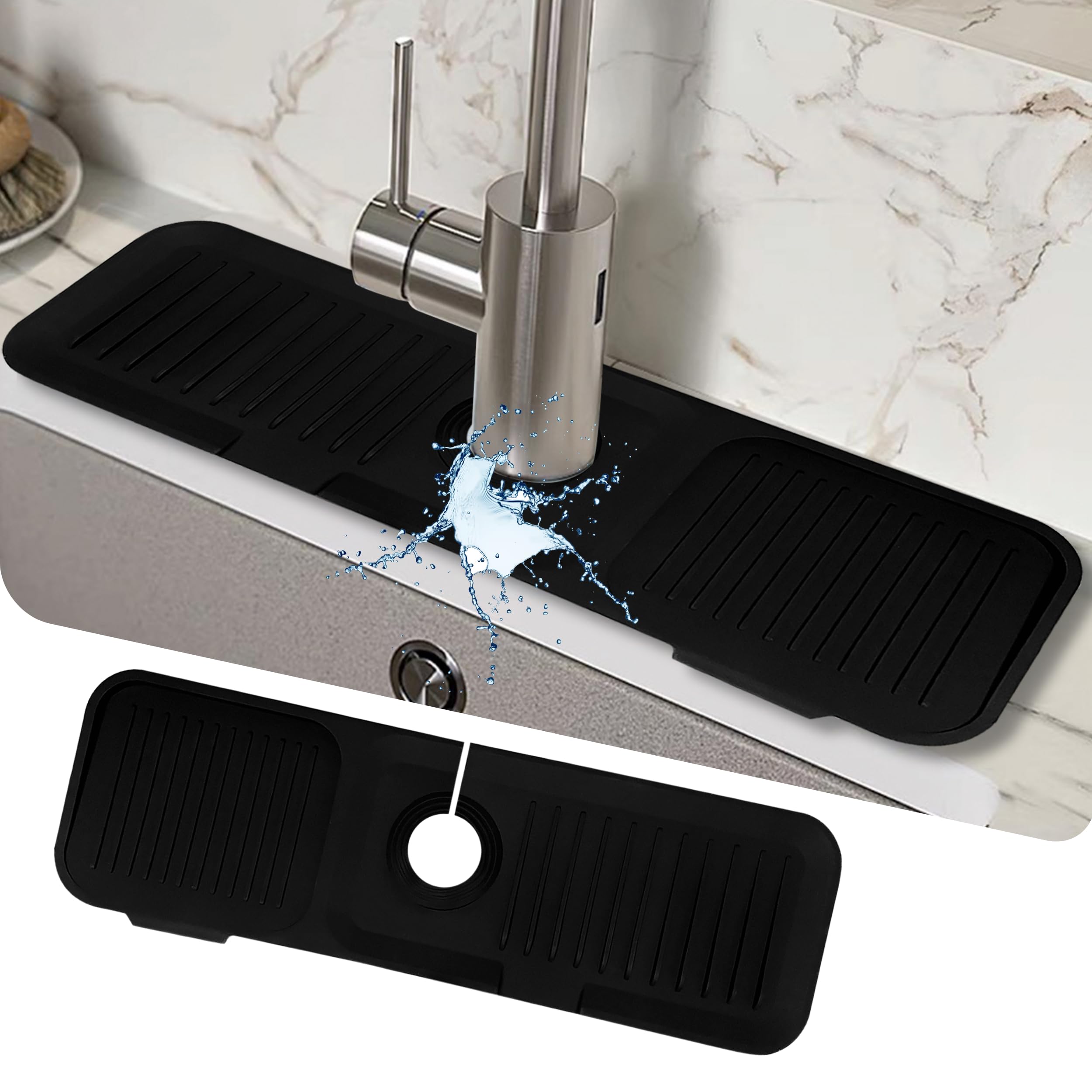 7° Slope Kitchen Sink Splash Guard - Anti-Splash Faucet Mat Protector (14.5