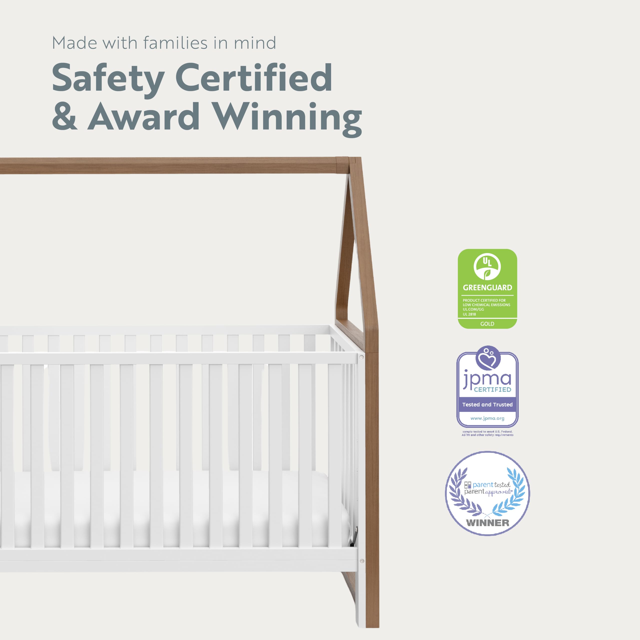 Storkcraft Orchard 6-in-1 Convertible Crib - GREENGUARD Gold Certified, Toddler to Full Bed, Playhouse & Daybed - Hazelnut & White Finish - Fits Standard Crib Mattress - Perfect for Nursery, Kids Room & Guest Bedroom
