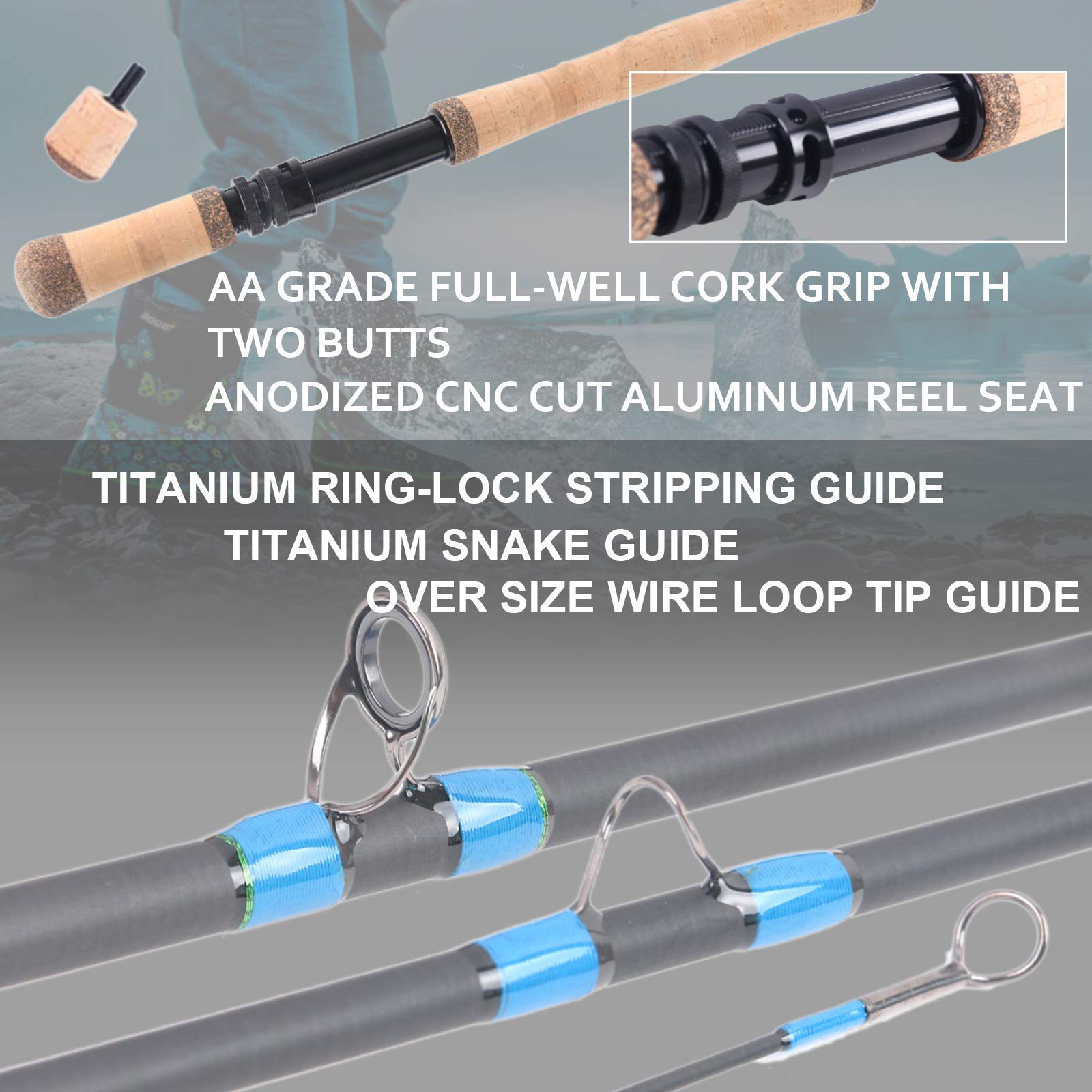 Maxcatch Carbon Fiber 4-Piece Switch Fly Rod - Two-Handed Fly Fishing Rod for Salmon & Steelhead | Perfect for River & Stream Fishing Adventures