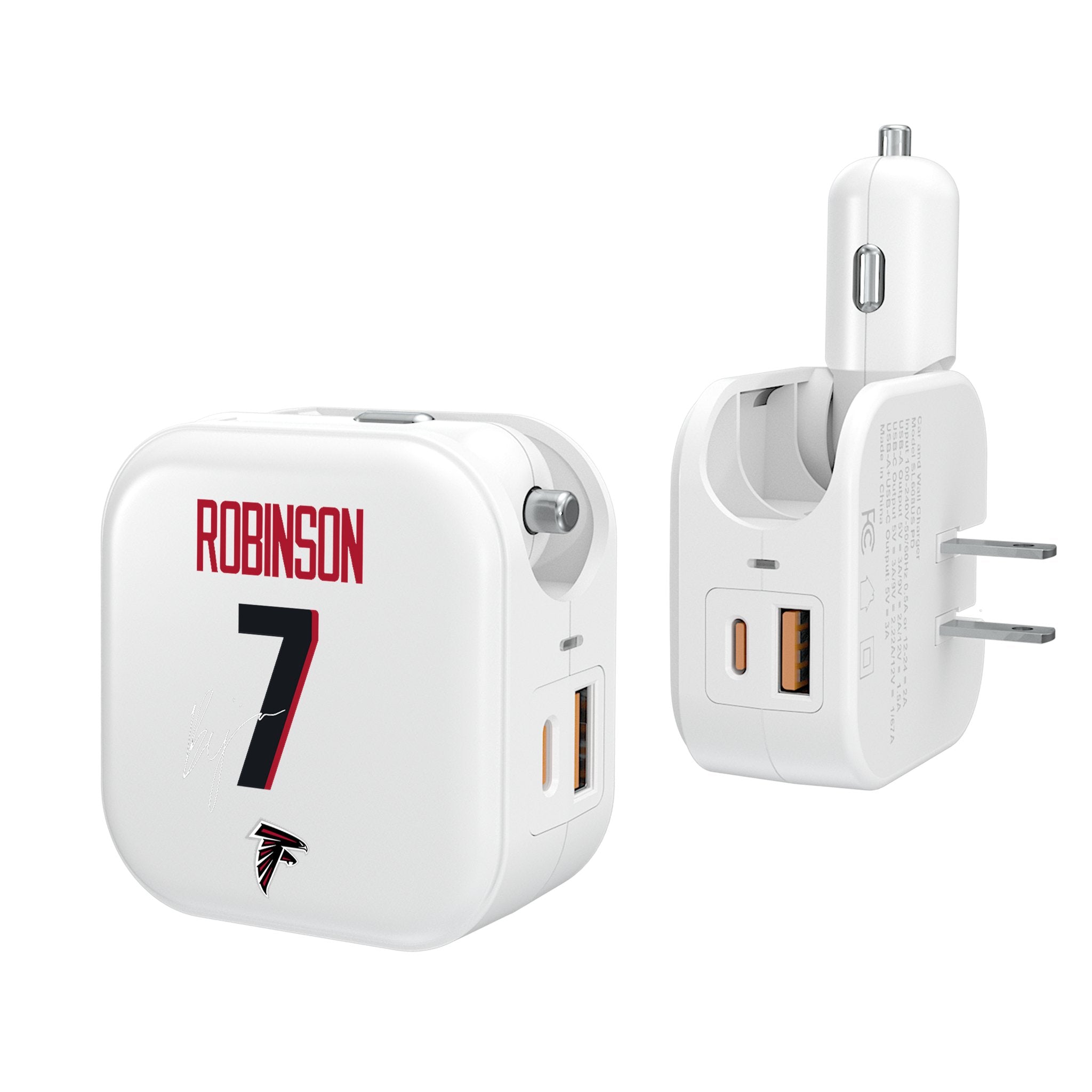 Bijan Robinson Atlanta Falcons Jersey - Official NFL Football Jersey for Men - 2 in 1 USB Charger for Phone & Tablet - Perfect for Game Day & Travel Accessories
