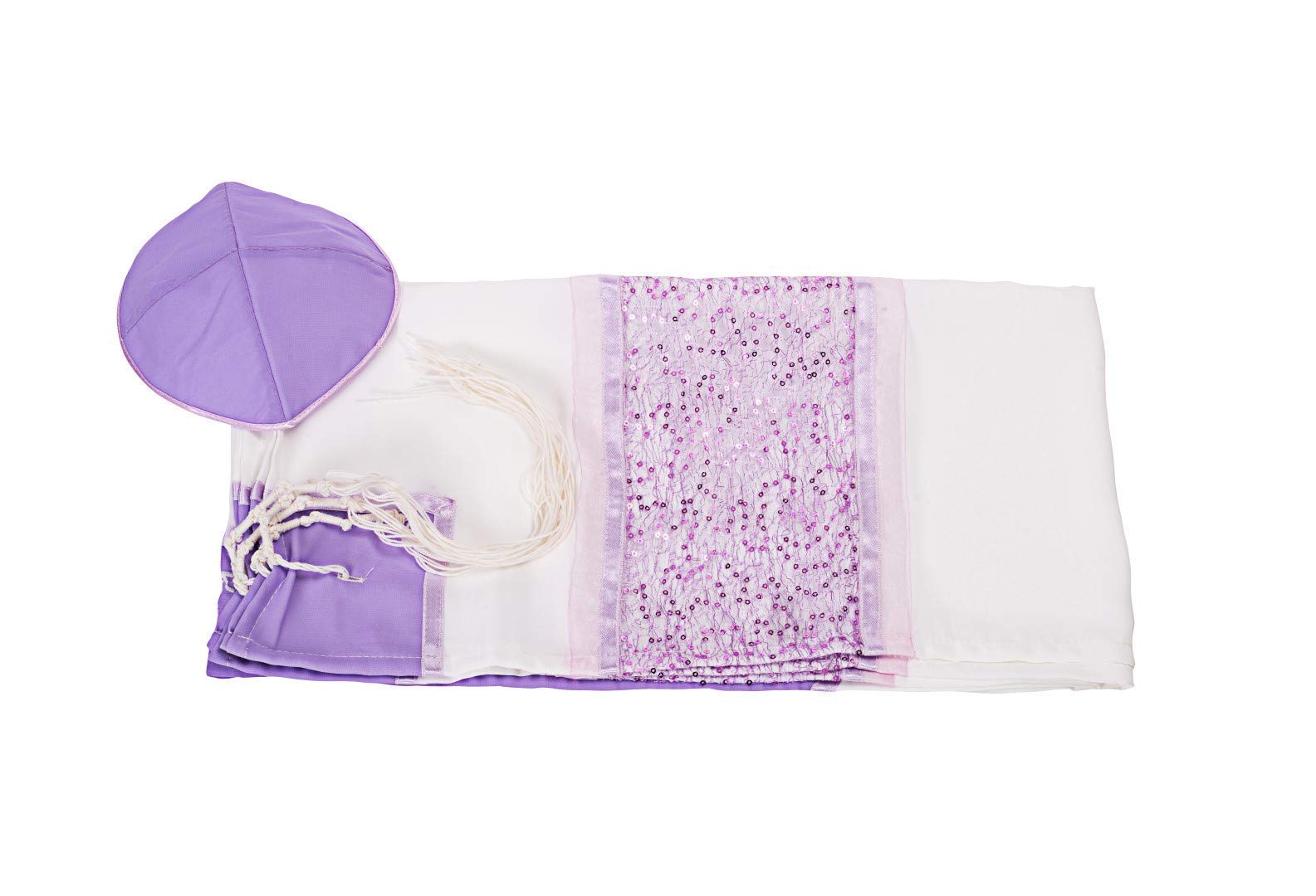 Personalized Women's Tallit Shawl - Delicate Purple Bubbles Design for Bat Mitzvah | Handmade Jewish Prayer Shawl from Israel | Perfect for Synagogue, Coming of Age Ceremonies & Special Occasions