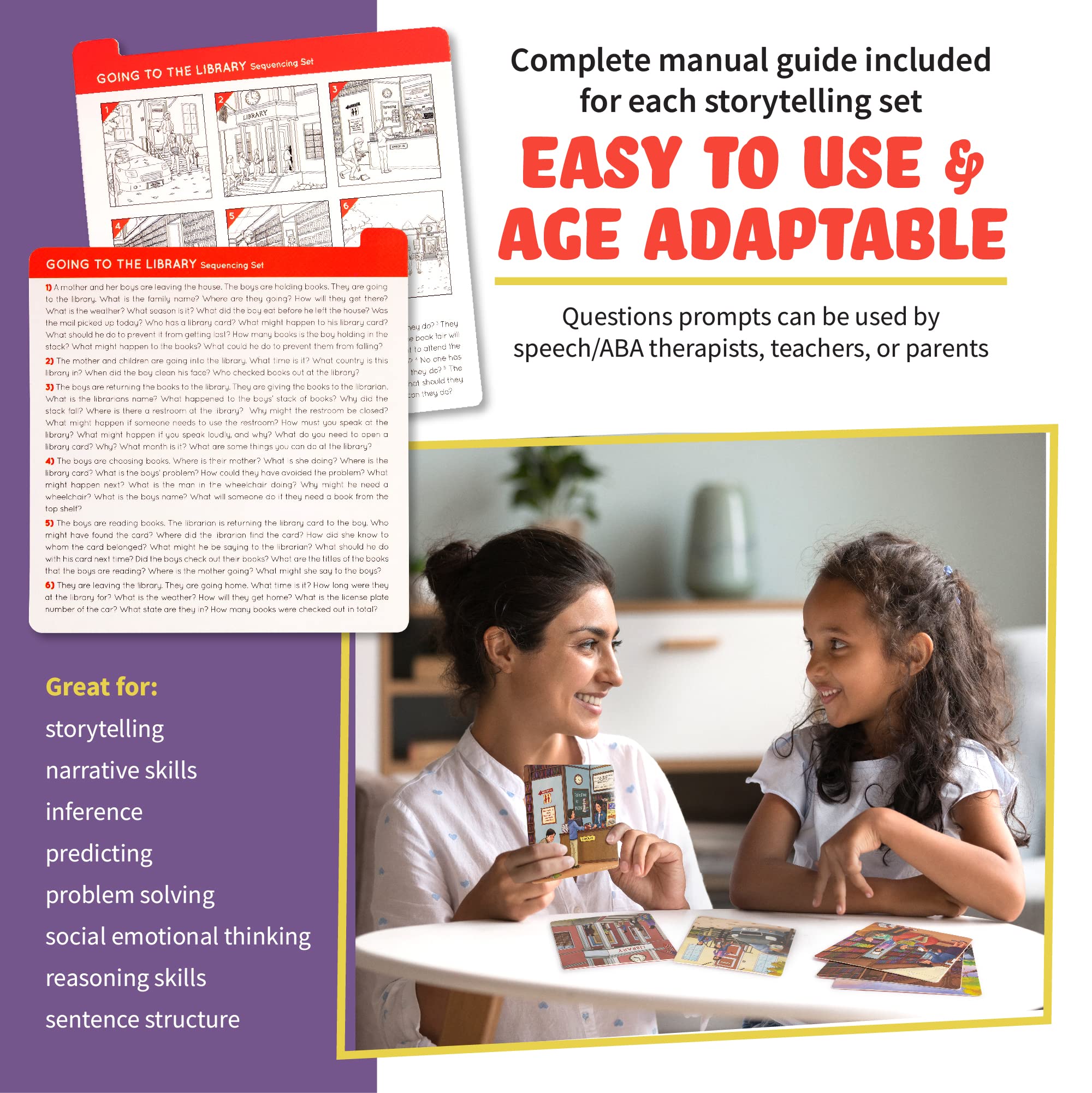 SPARK INNOVATIONS Storytelling & Sequencing Cards Bundle (3 Sets) - Educational Speech Therapy Games for Kids, Learning Toys for Language Development - Perfect for Classroom, Homeschool & Therapy Sessions