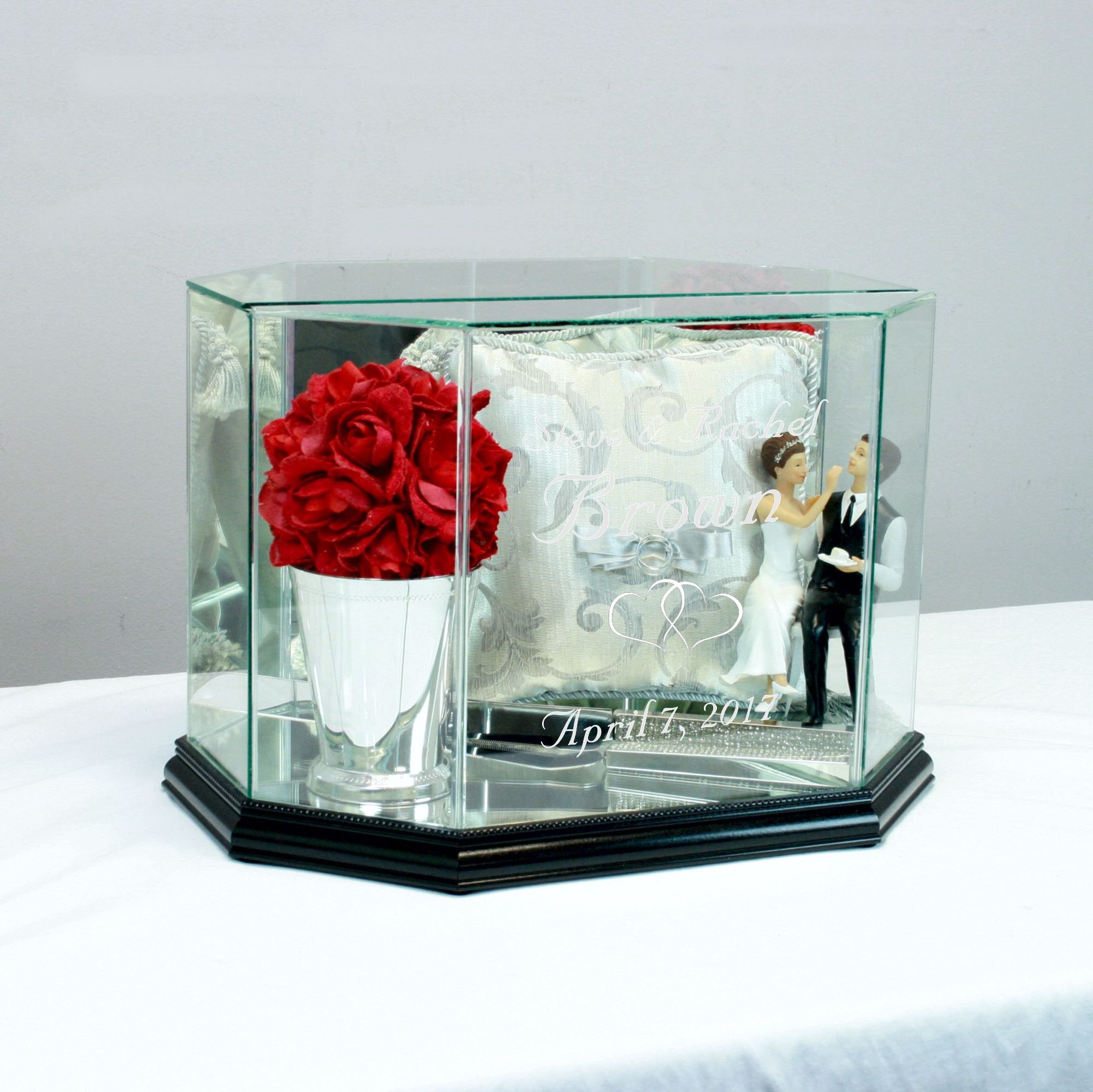 Personalized Black Octagon Glass Wedding Card Box - Elegant Gift Box for Wedding, Bridal Shower, Anniversary & Special Events