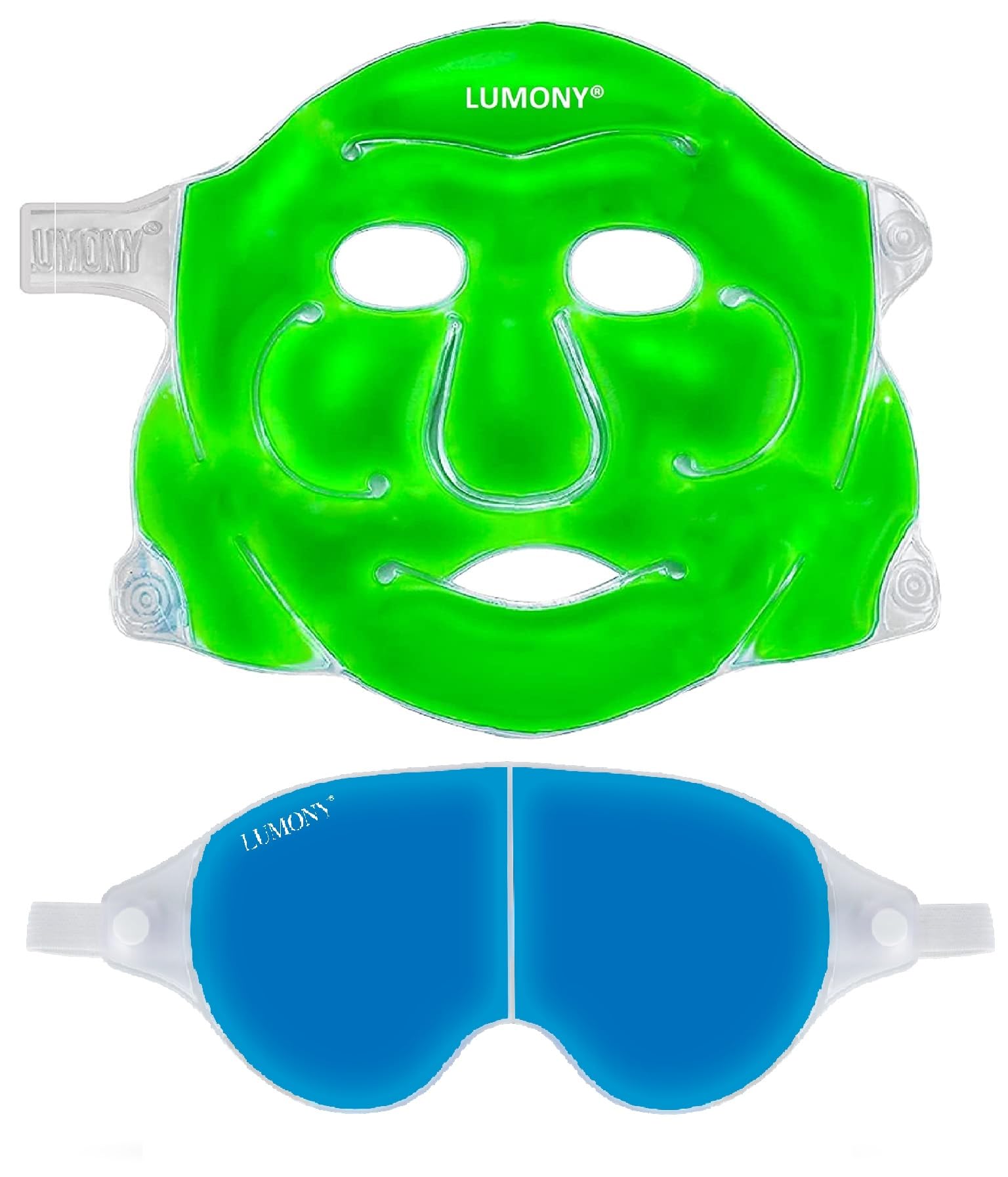 LUMONY® Combo Dr Marc's Cooling Gel Face Mask & Relaxing Eye Mask Set - Soothing Relief for Puffy Eyes & Tired Skin - Perfect for Spa, Travel & Home Use (All Skin Types)