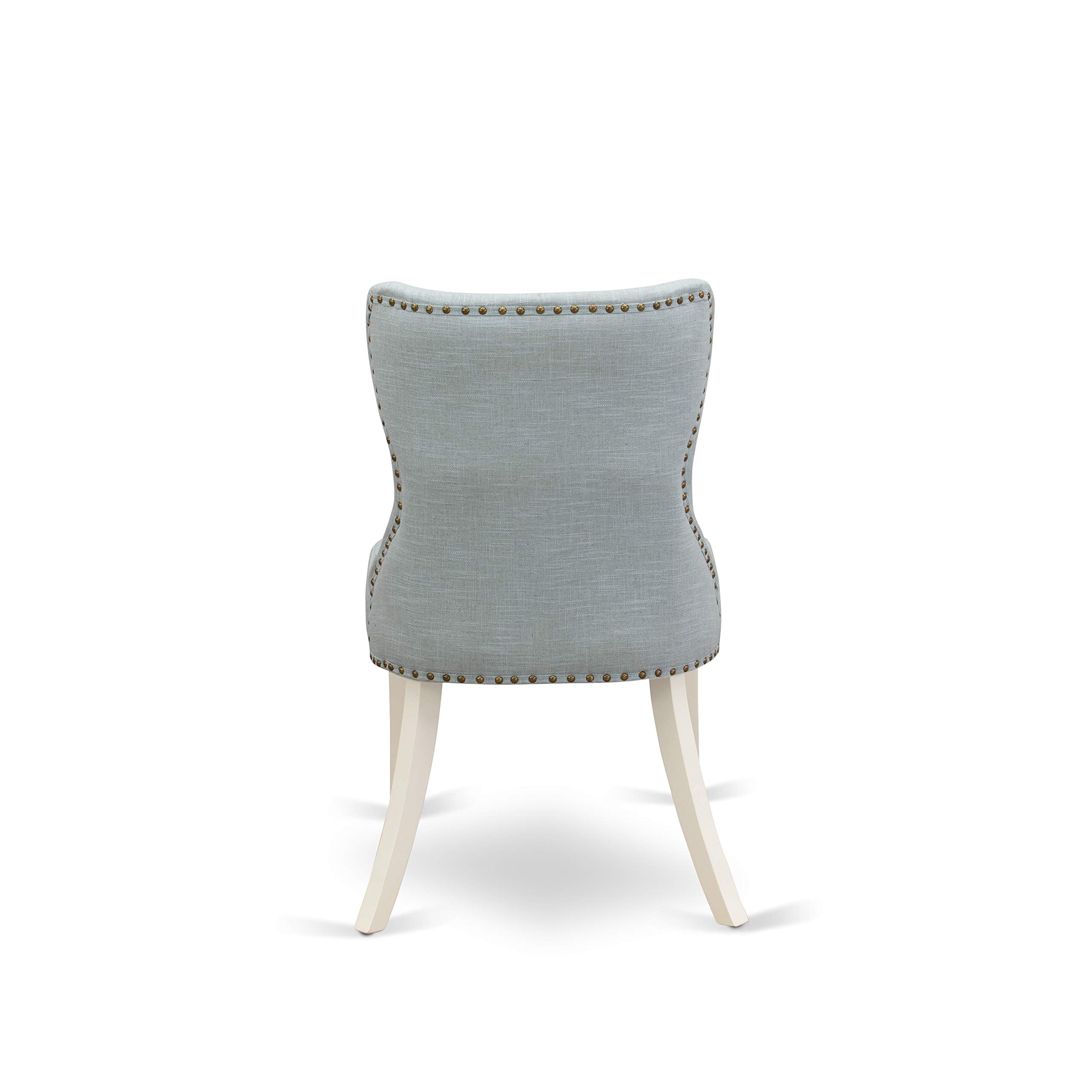 East West Furniture 5-Piece Round Dining Set for 4 - 42 Inch White Kitchen Table with 4 Baby Blue Linen Parsons Chairs - Perfect for Small Spaces, Breakfast Nooks & Cozy Family Meals