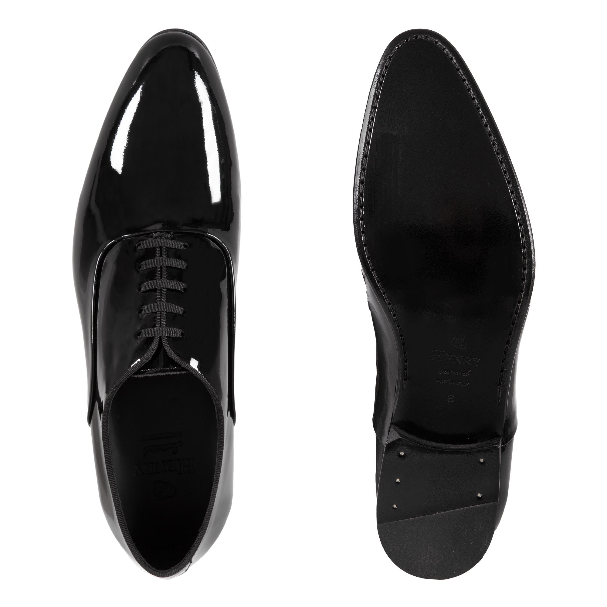 HENRY SARTORIAL Premium Black Patent Leather Oxford Dress Shoes for Men - Formal Business & Wedding Occasions
