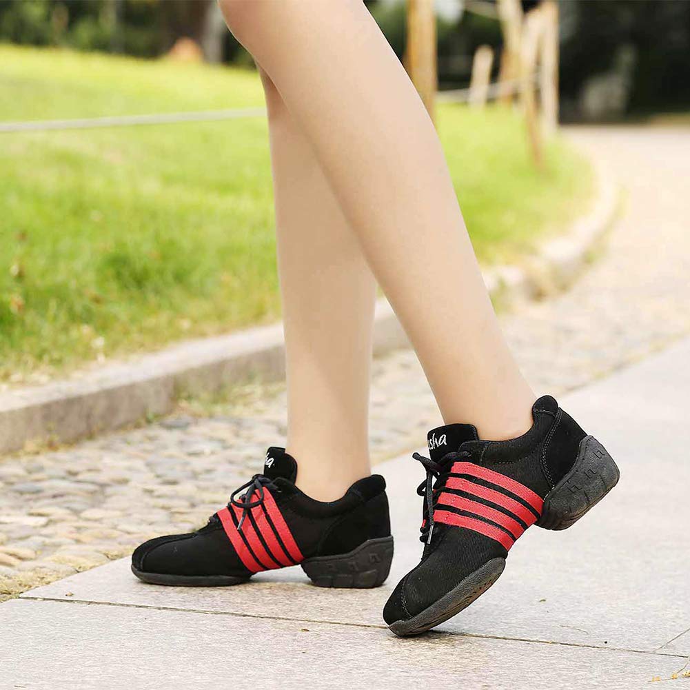 Hipposeus Women's Breathable Jazz Dance Sneakers - Lightweight Modern Fitness Shoes for Dance & Workout - Perfect for Jazz, Ballet, Zumba & Gym Training (Model T01)