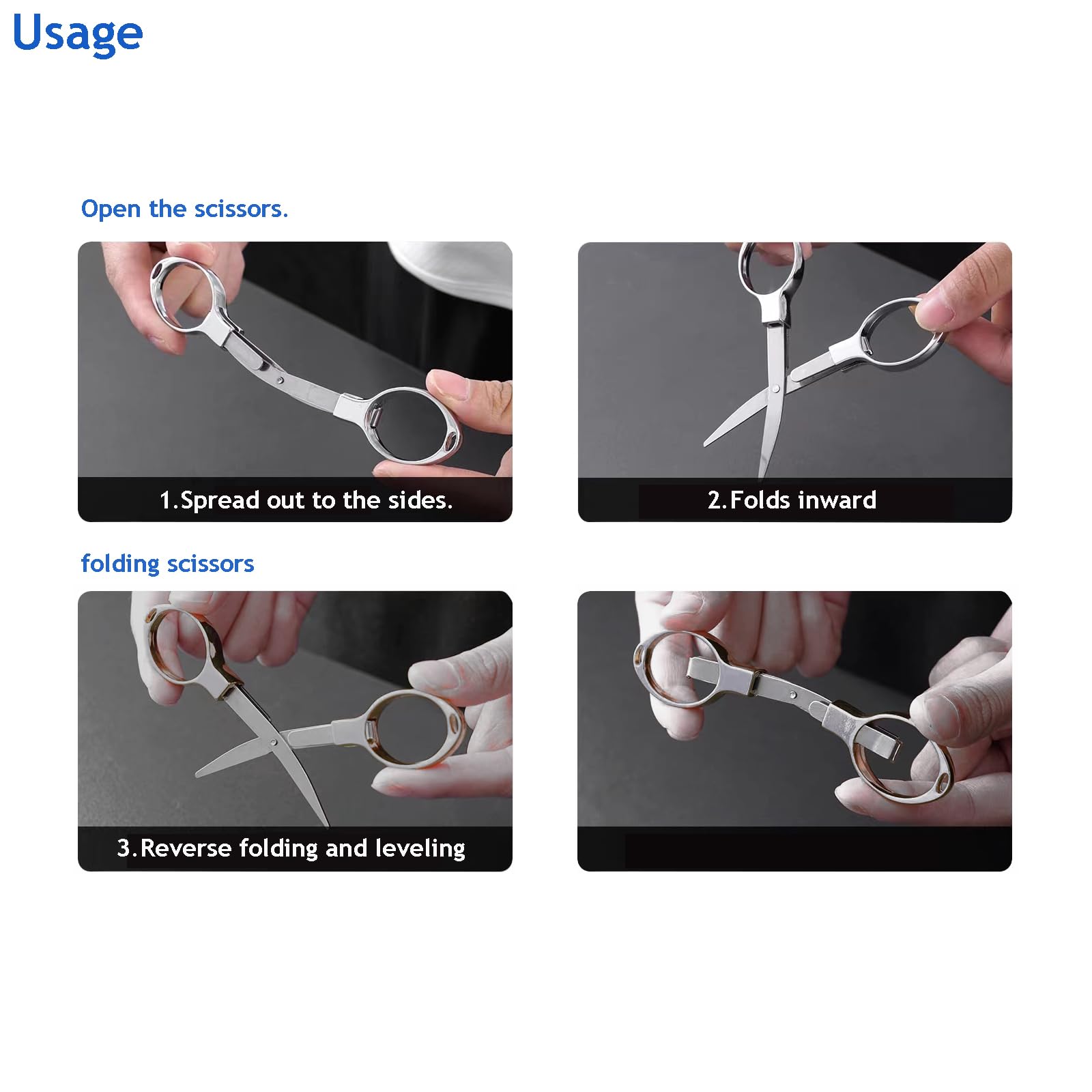 Portable Folding Scissors - 2 Pack Stainless Steel Retractable Mini Scissors for Travel, Home & Office | Compact Safety Design for DIY, Crafts, First Aid & Everyday Use