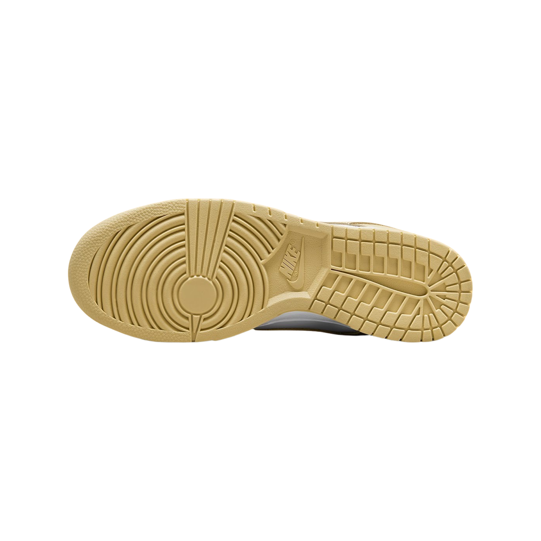 Nike Dunk Low Sneakers - White, Team Gold & Wolf Grey Colorway | Men's & Women's Casual Shoes for Everyday Wear, Street Style & Sneaker Collection