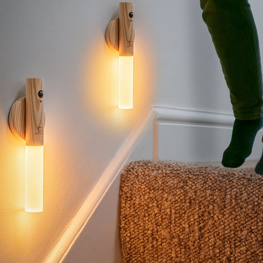 GINGKO Smart Baton Motion Sensor Light - Natural White Ash Wood LED Night Light for Hallway, Bedroom, Staircase & Closet