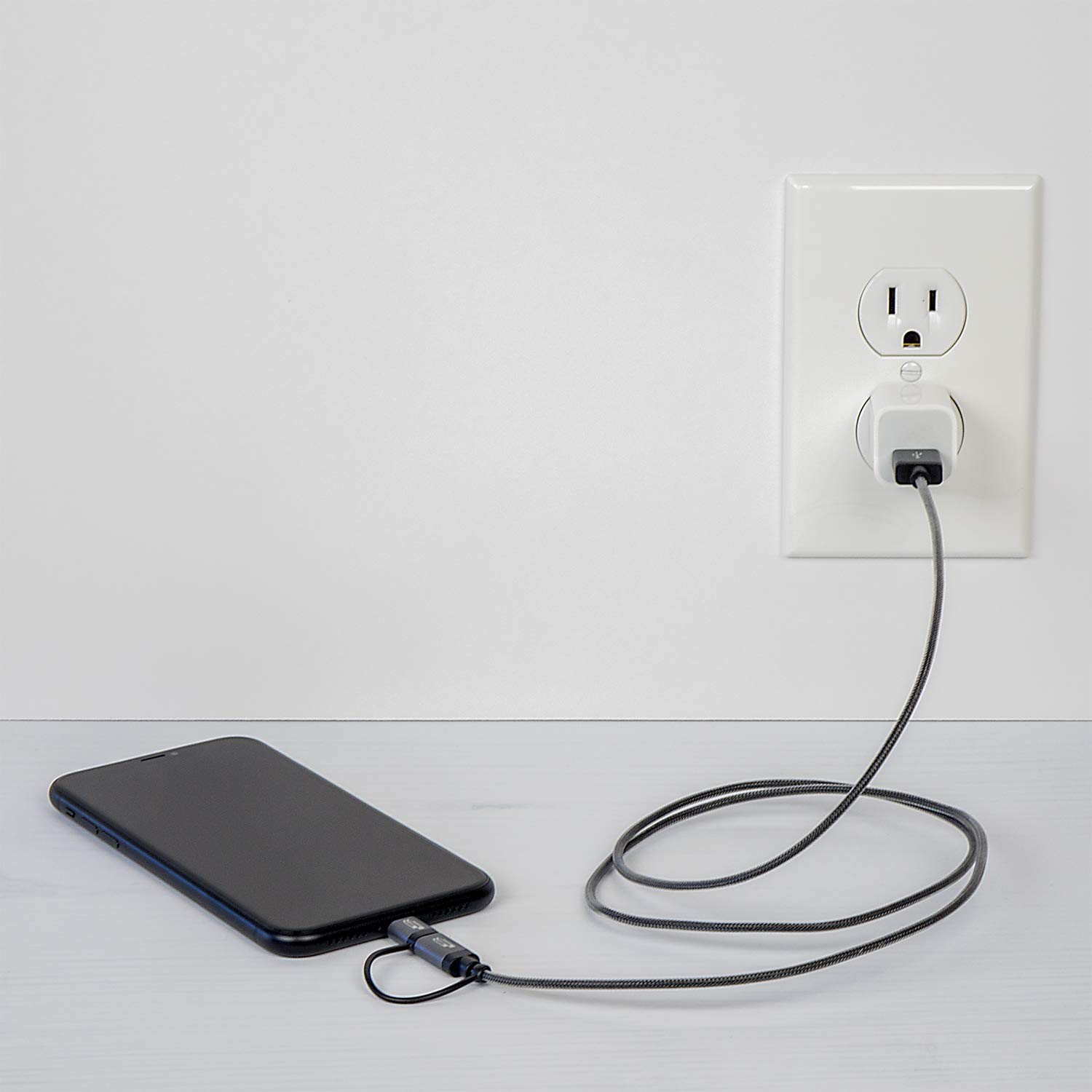 Bracketron PwrRev 2-in-1 Lightning and Micro-USB Charging Cable - 3ft Dual Charger for iPhone & Android - Perfect for Travel, Home, and Office Use