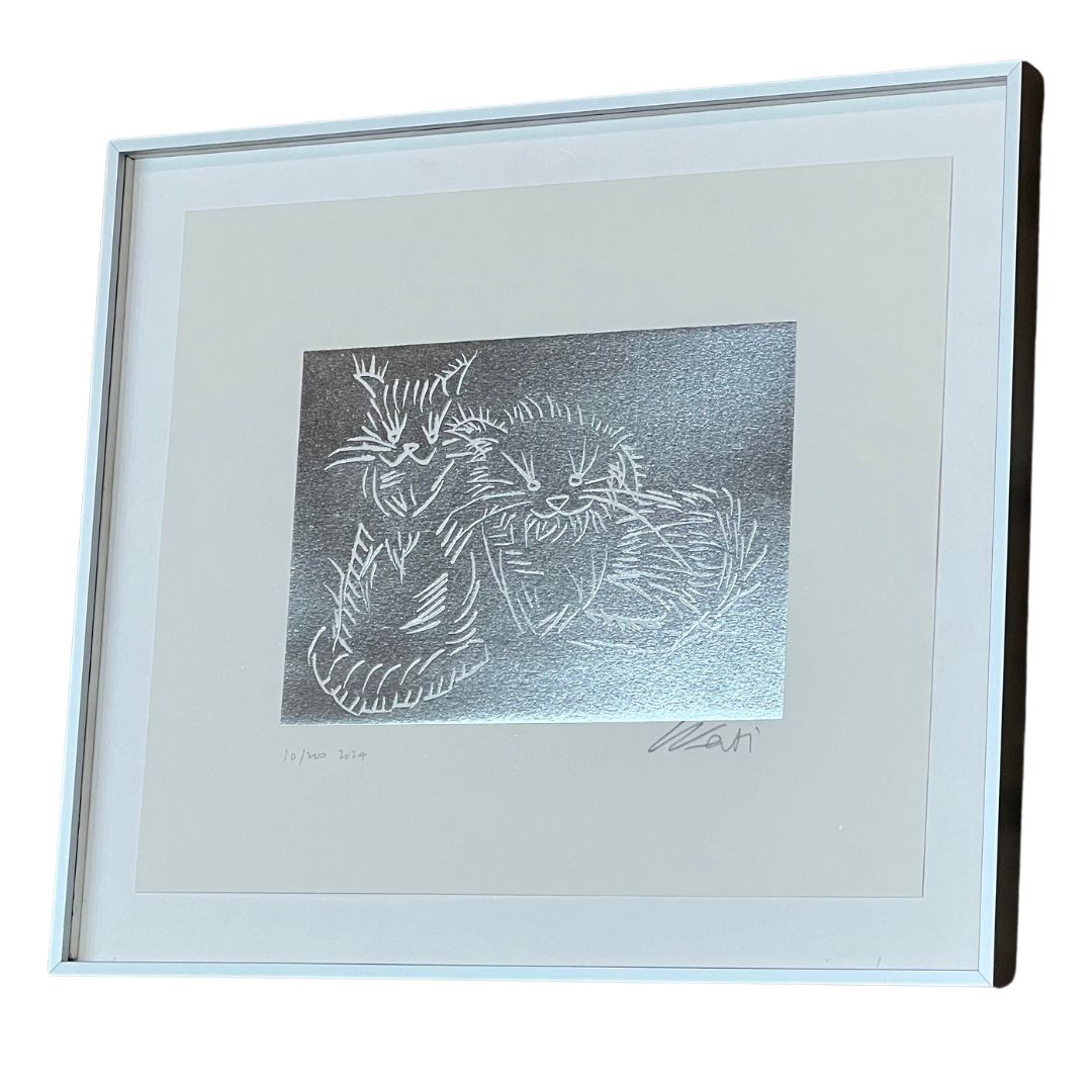 AI WEI WEI CATS Silver Edition Sculpture - Contemporary Art Collectible for Home Decor & Office Display