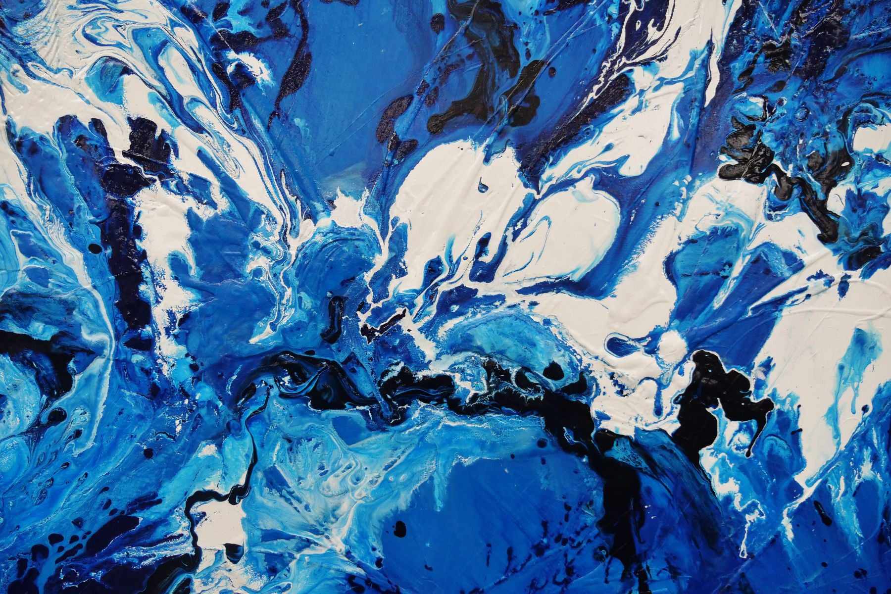 Indigo Waters 200cm x 120cm Blue White Textured Abstract Canvas Art - Modern Wall Decor for Living Room, Bedroom & Office