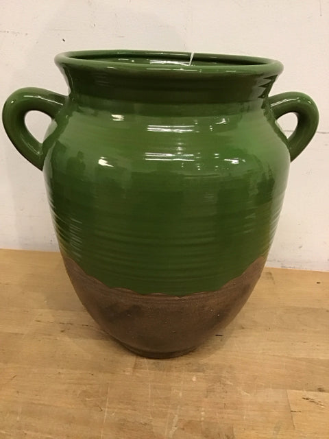 10.5 Inch Green Handled Ceramic Vase - Elegant Home Decor for Living Room, Dining Table & Wedding Centerpieces