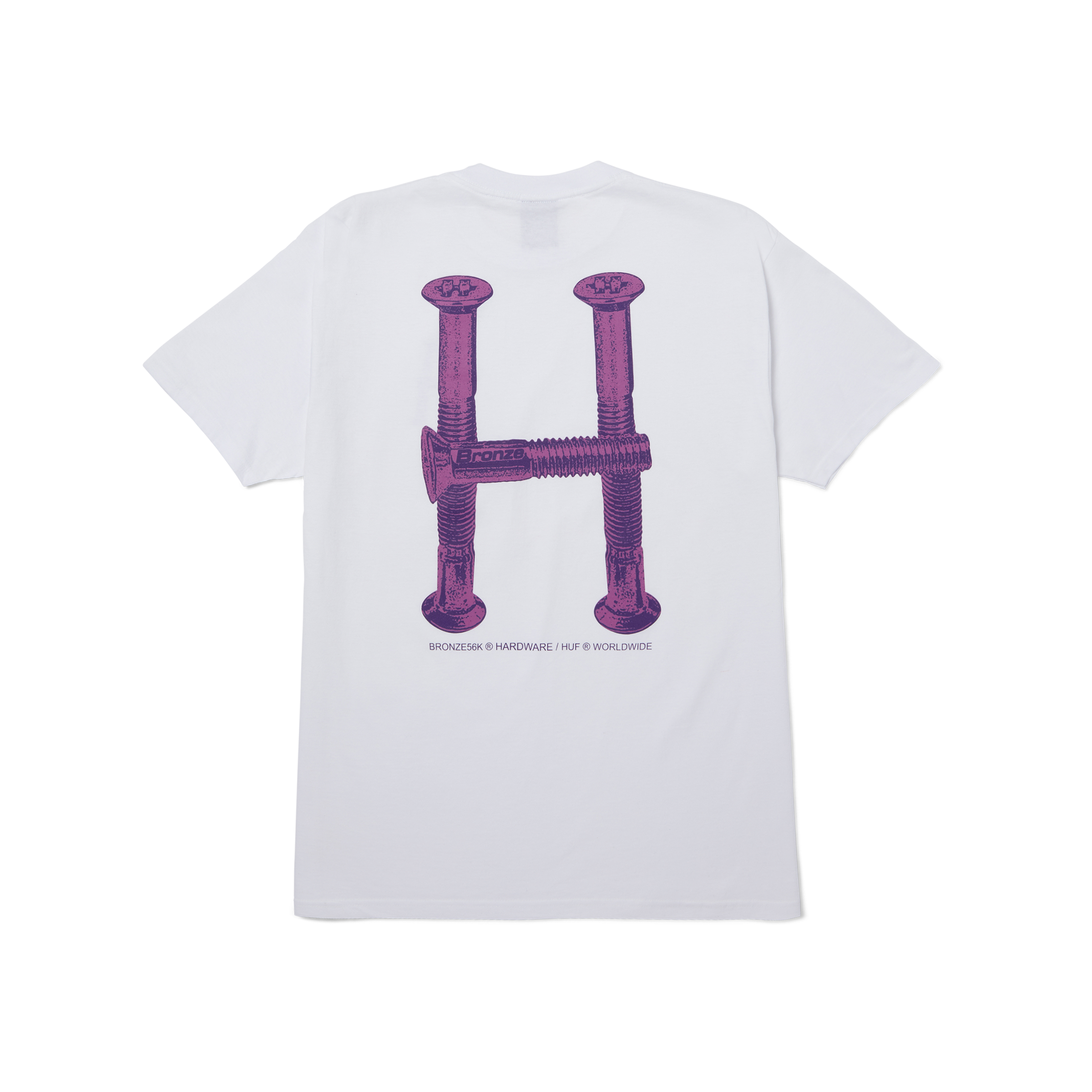 HUF X Bronze56k Bolts Short Sleeve T-Shirt for Men - White Cotton Graphic Tee for Streetwear & Skate Fashion | Casual Wear & Summer Outfits