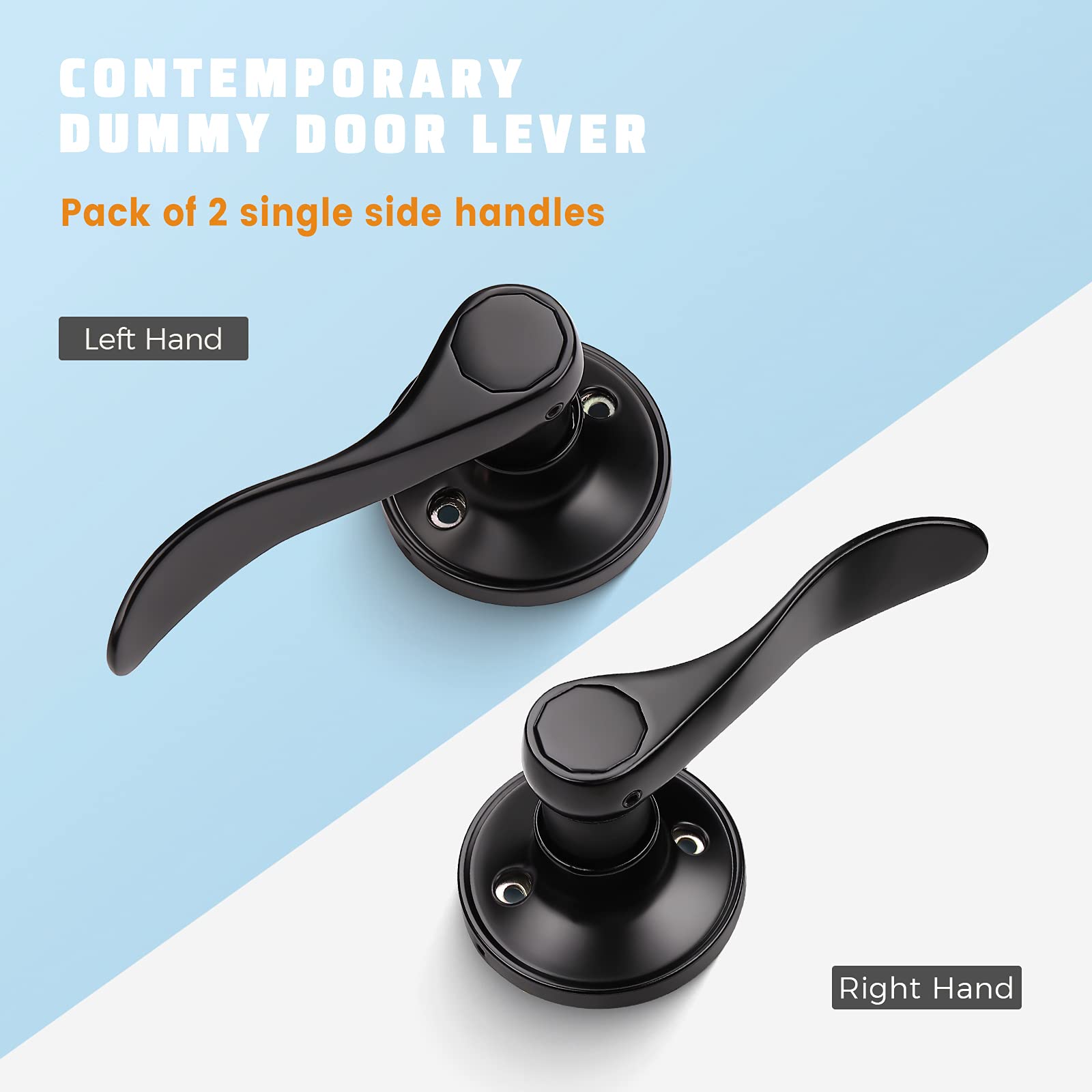 KNOBWELL 1 Pack Matte Black Dummy Door Handle Lever Set - Left & Right Handed Interior Door Knob for Closets, Hallways, Bedrooms - No Lock/Latch for Easy Installation & Smooth Operation