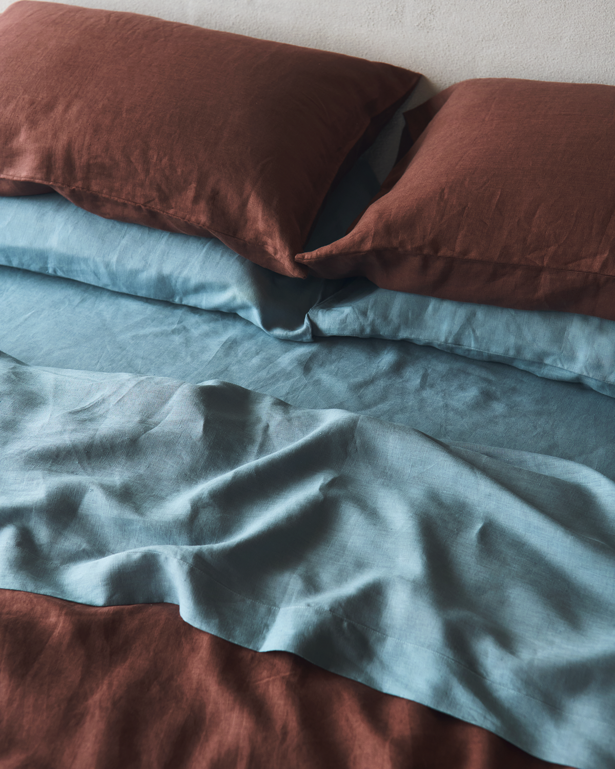 Organic Cacao & Lagoon Bedding Set - 100% Cotton Soft Luxury Sheets & Duvet Cover - Perfect for Master Bedroom, Guest Room & Vacation Homes - Breathable & Hypoallergenic Bed Linens for All Seasons