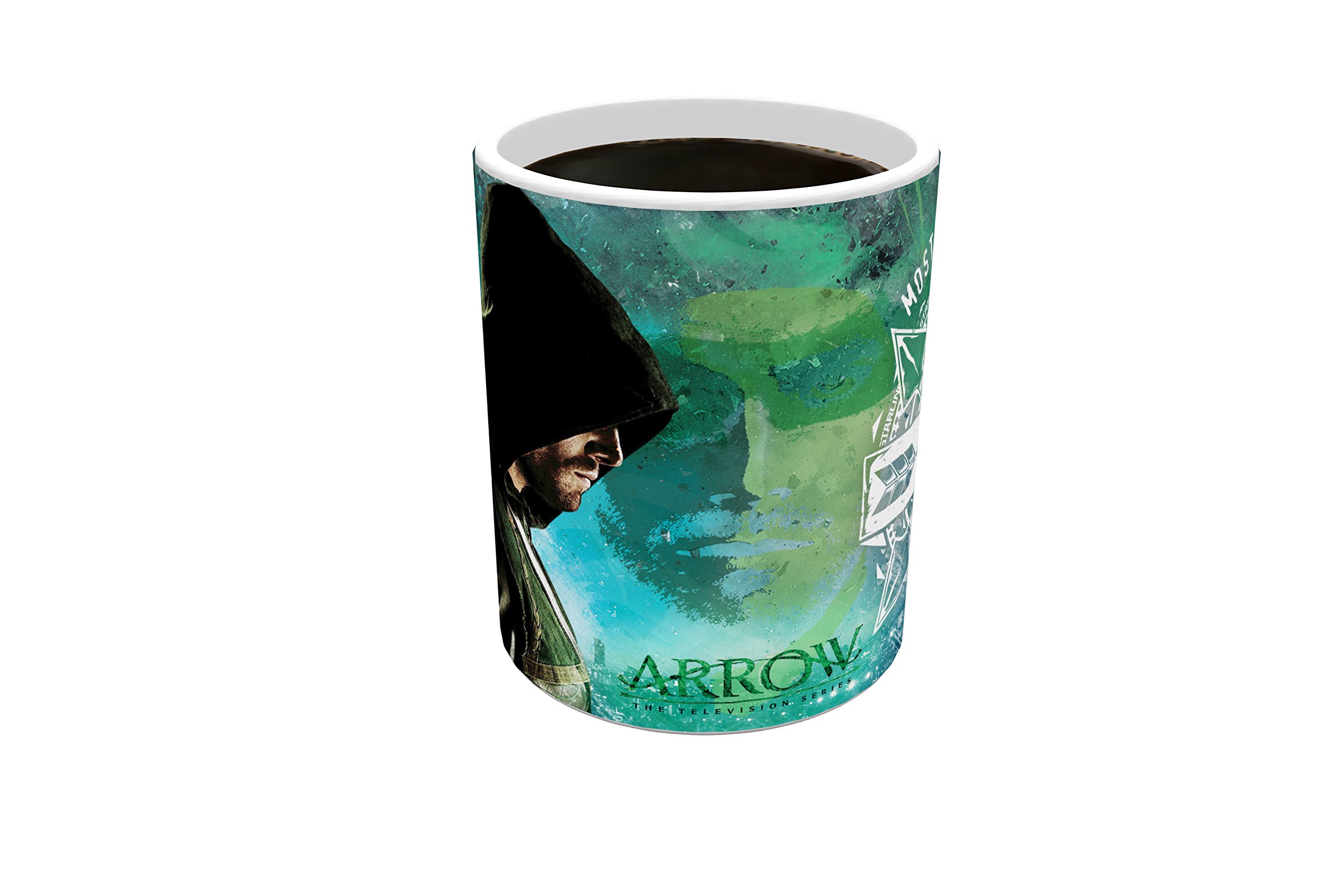 Green Arrow Morphing Mug - Heat Activated Ceramic Coffee Cup with Superhero Design - Perfect for Superhero Fans, Office Use & Gift Giving