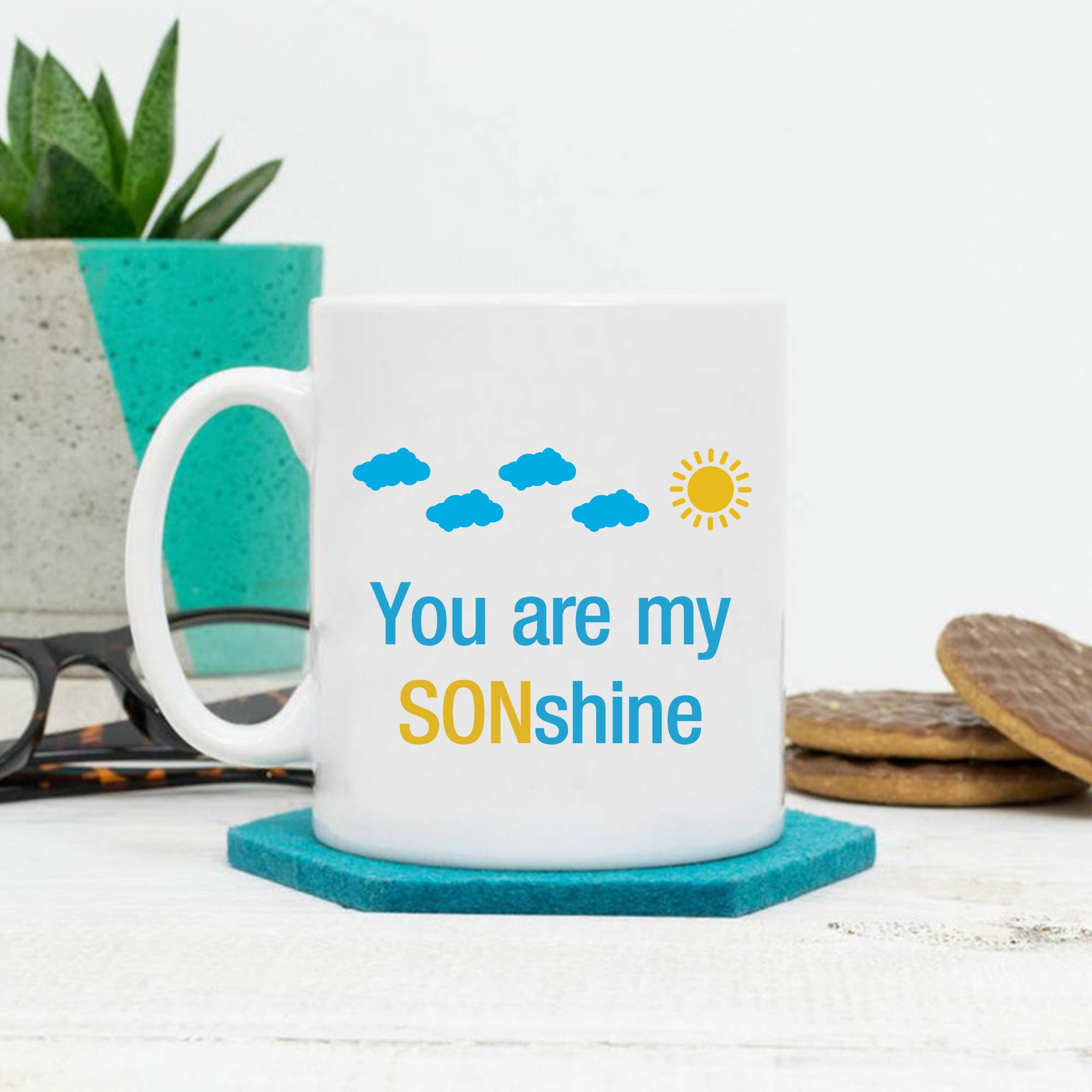 AIYAYA You Are My Sunshine Pun Coffee Mug - 11 oz Inspirational Gift for Teen Son from Mom - Perfect for Birthday, Christmas, or Daily Morning Coffee Motivation