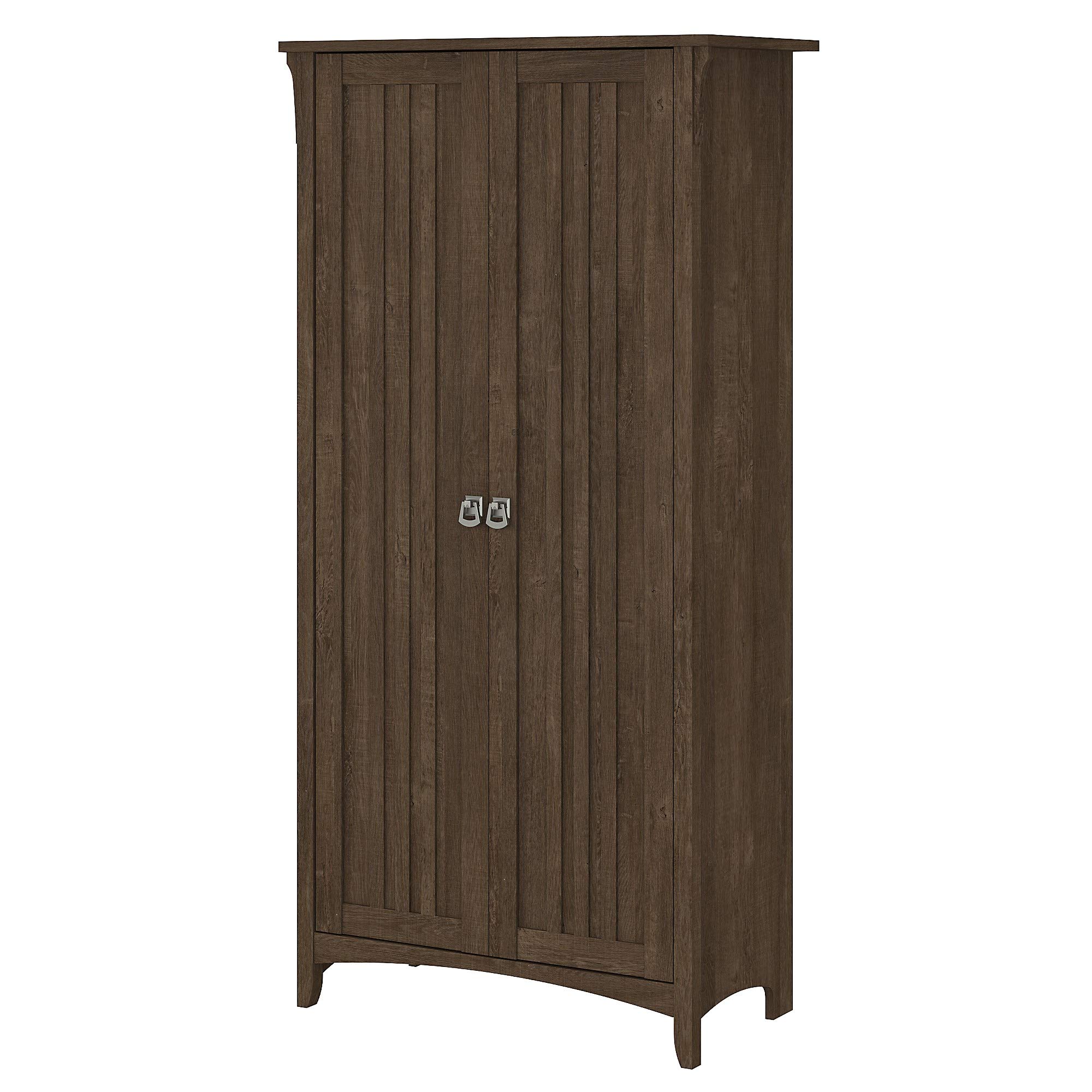 Bush Furniture Salinas Tall Storage Cabinet with Doors, Ash Brown - Organize Home Office, Living Room & Bedroom Storage Solutions