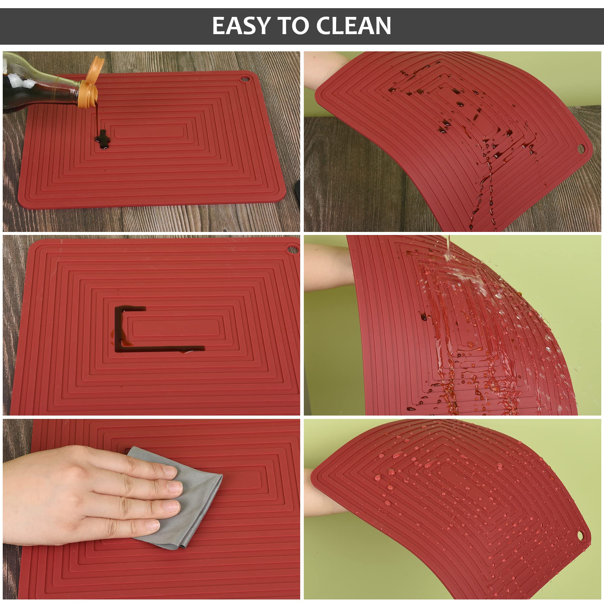 Smithcraft Silicone Trivets Set of 4 - Heat Resistant Hot Pads for Pots, Pans & Dishes - Flexible Kitchen Counter Mats for Quartz, Table & Stove Protection - Perfect for Cooking, Serving & Dining
