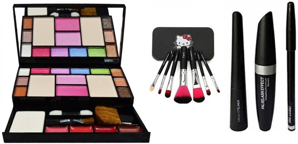 Fozzby Professional Makeup Kit 6171 with 11-Piece Set - Black Eyeliner, Mascara, Eyebrow Pencil & More | Perfect for Daily Makeup, Party Looks & Professional Beauty Artists