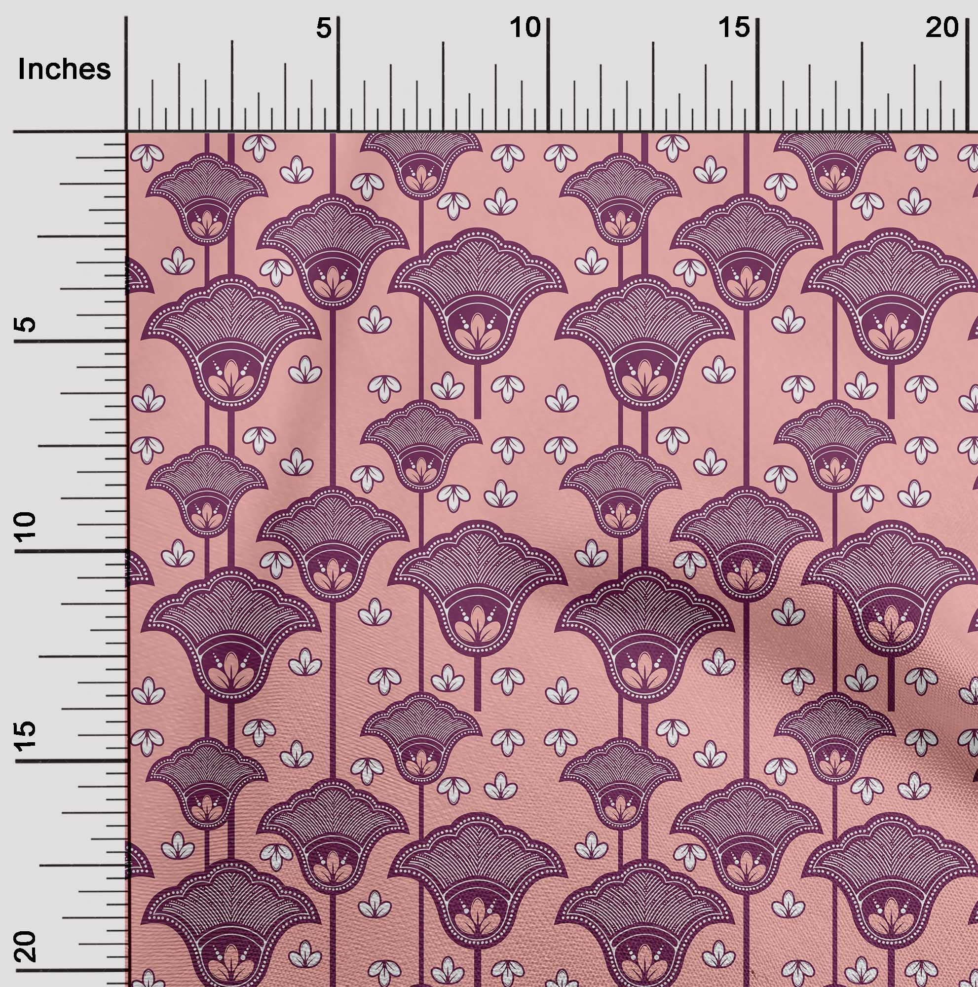 oneOone Viscose Jersey Fabric - Medium Pink Asian Block Print Dress Material (60