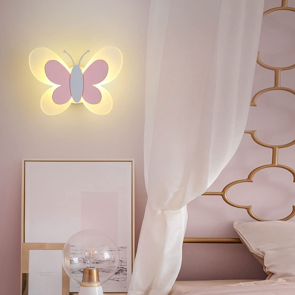 Creative Butterfly Wall Lamp - Cartoon Kids Room LED Night Light, Bedside Wall Sconce for Bedroom & Nursery - Nordic Style Decorative Lighting for Hallway, Corridor & Children's Play Area