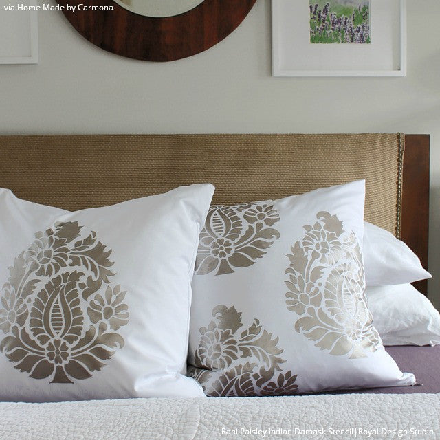 Rani Paisley Indian Damask Wall Stencil - Reusable DIY Painting Template for Home Decor, Nursery, Bedroom & Living Room Wall Art