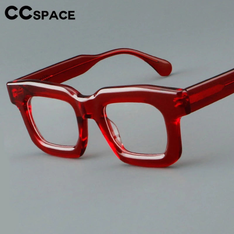 CCspace Unisex Full Rim Square Thick Acetate Eyeglasses Frame 301902 - Stylish & Durable for Work, Reading & Fashion