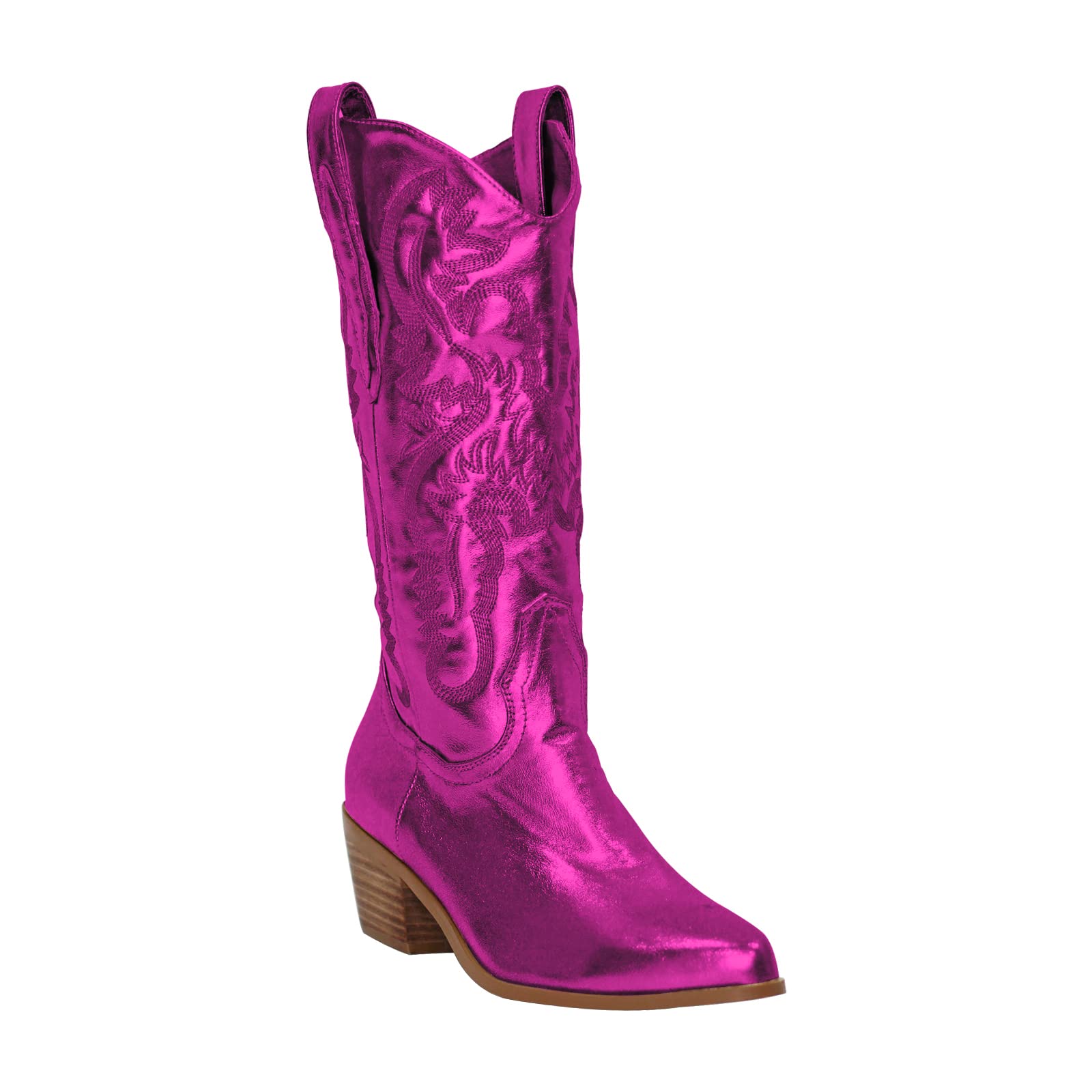 MissHeel Embroidered Spider Web Knee High Cowboy Boots for Women - Gothic Western Fashion, Halloween Costume & Party Wear - Perfect for Cosplay, Night Out and Country Music Festivals