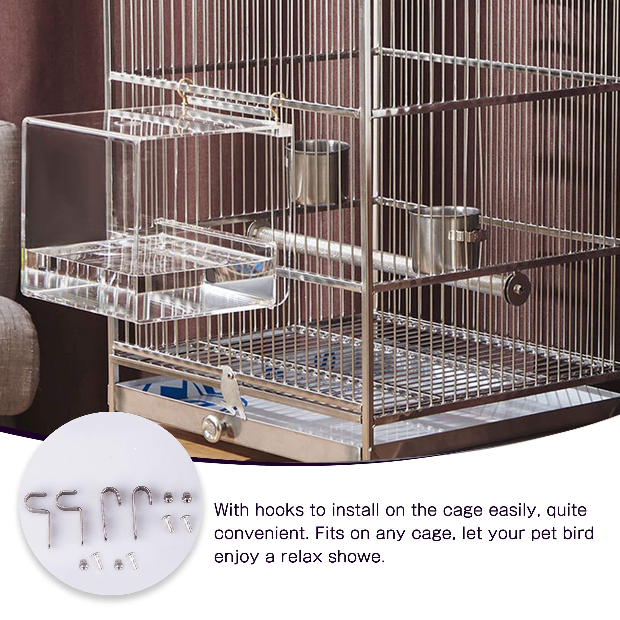 No-Leak Hanging Bird Bath Cage for Small Birds - Portable Shower Tub for Parrots, Lovebirds & Canaries with Secure Hooks | Perfect for Outdoor Aviaries, Pet Cages & Backyard Bird Watching