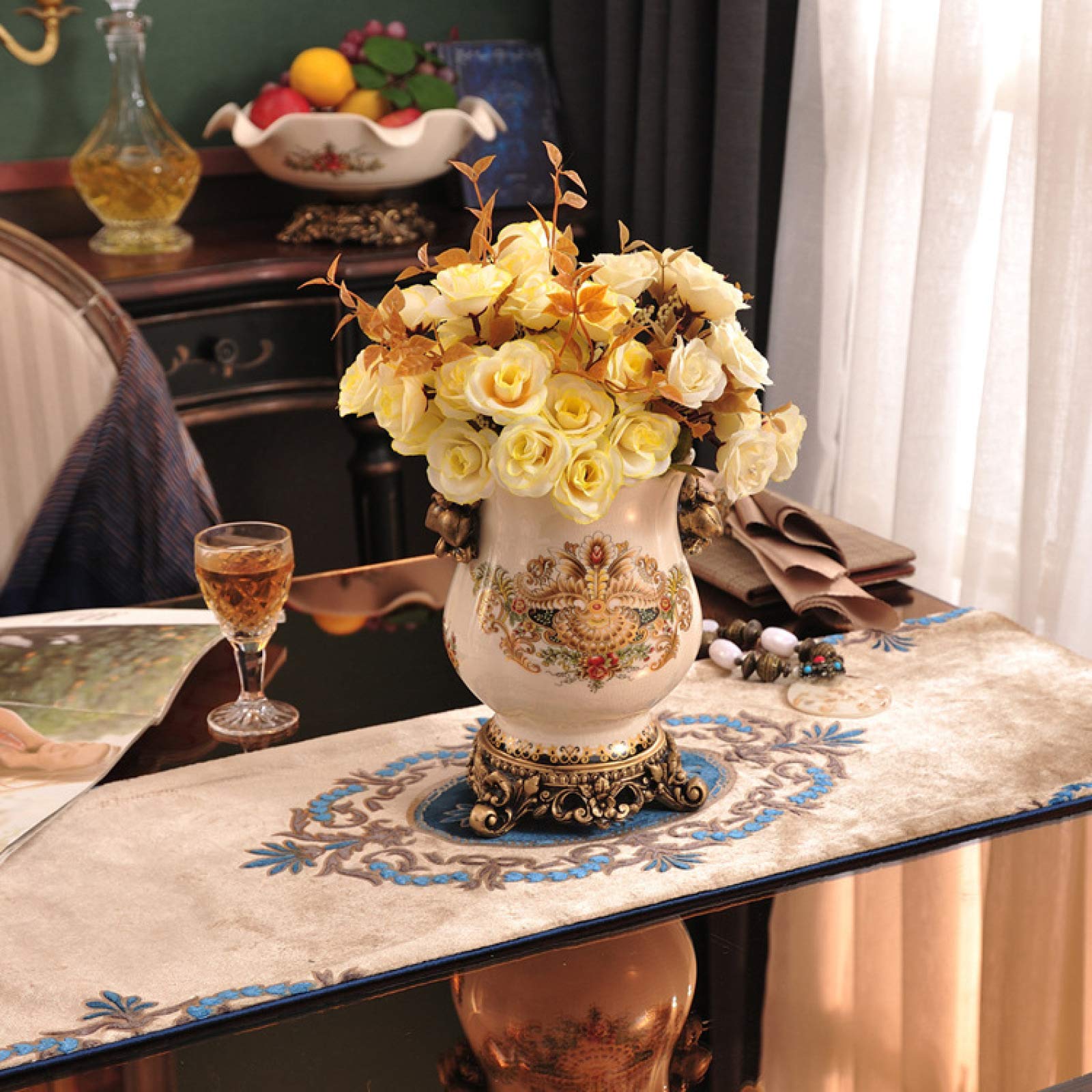 Hand Painted Ceramic Vases - Retro Floral Design Home Decor for Living Room, Bedroom & Dining Table - Perfect for Flower Arrangements and Centerpieces