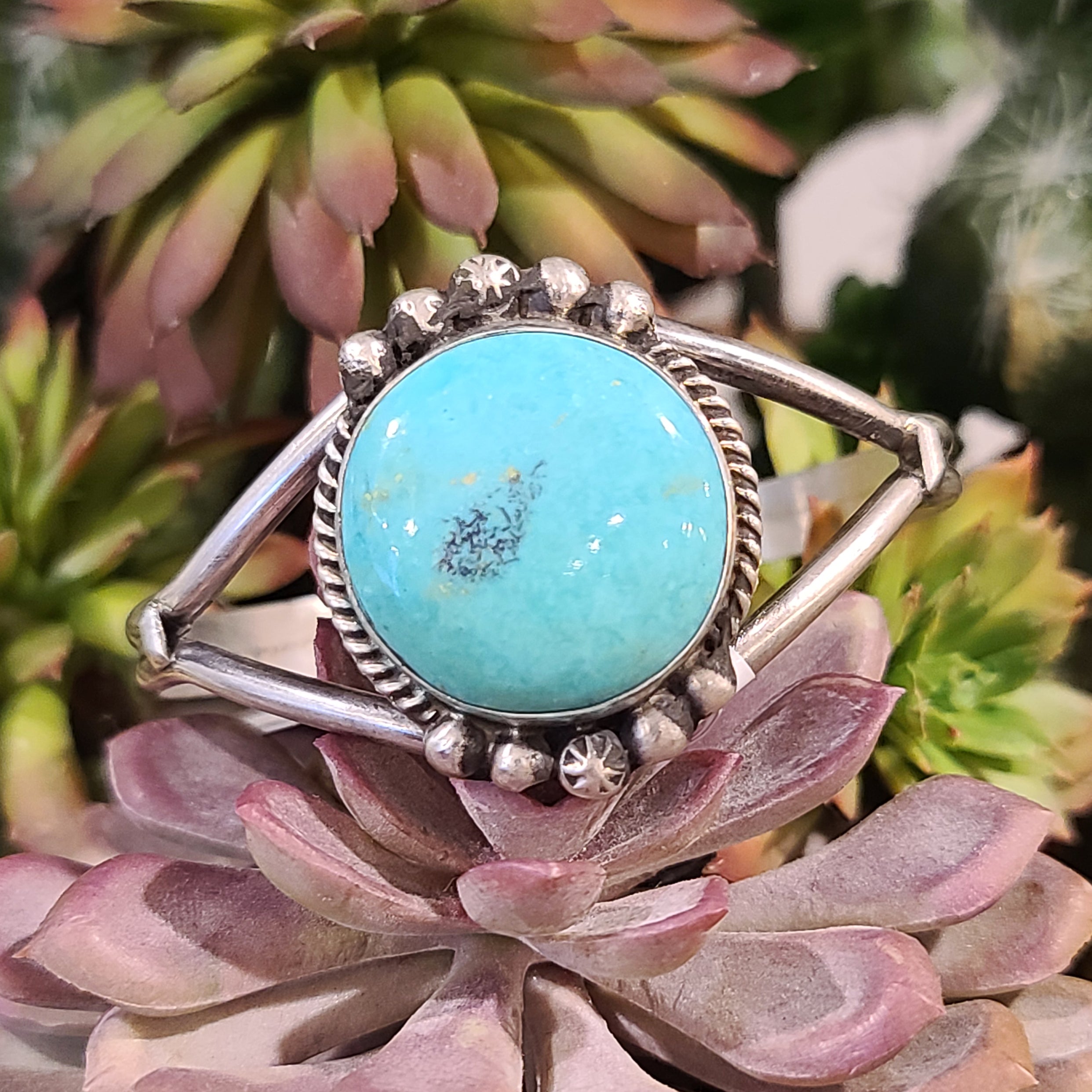 Indian Touch Of Gallup Largoroystoncuff Cir It24 B - Authentic Native American Cuff Bracelet for Women, Handcrafted Silver Jewelry, Boho Fashion Accessory - Perfect for Festivals, Weddings & Everyday Wear