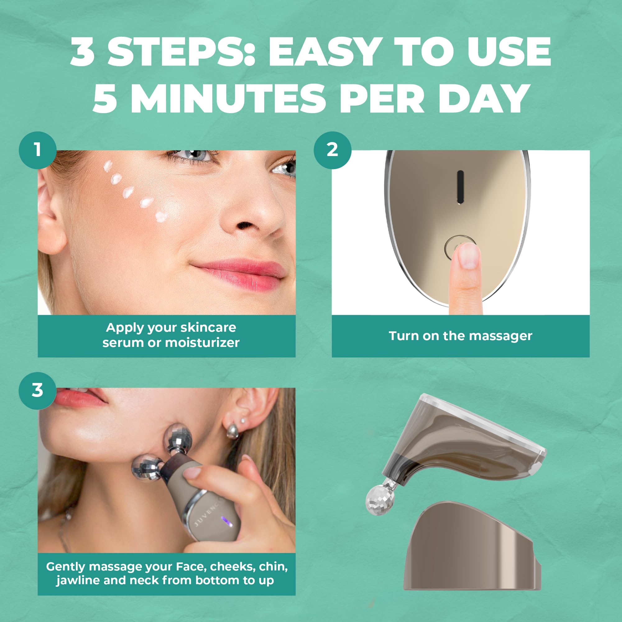 6-in-1 Advanced Microcurrent Facial Device for Anti-Aging & Skin Rejuvenation - Bronze | Boosts Skincare Product Absorption | Perfect for At-Home Spa Treatments & Professional Skin Therapy
